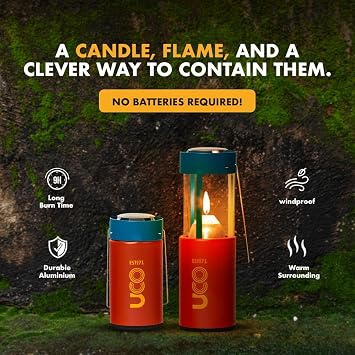 UCO Original Candle Lantern with 1 Long-Burning Emergency Candle, Original Collapsible Candle Lantern for Camping & Emergency Preparedness