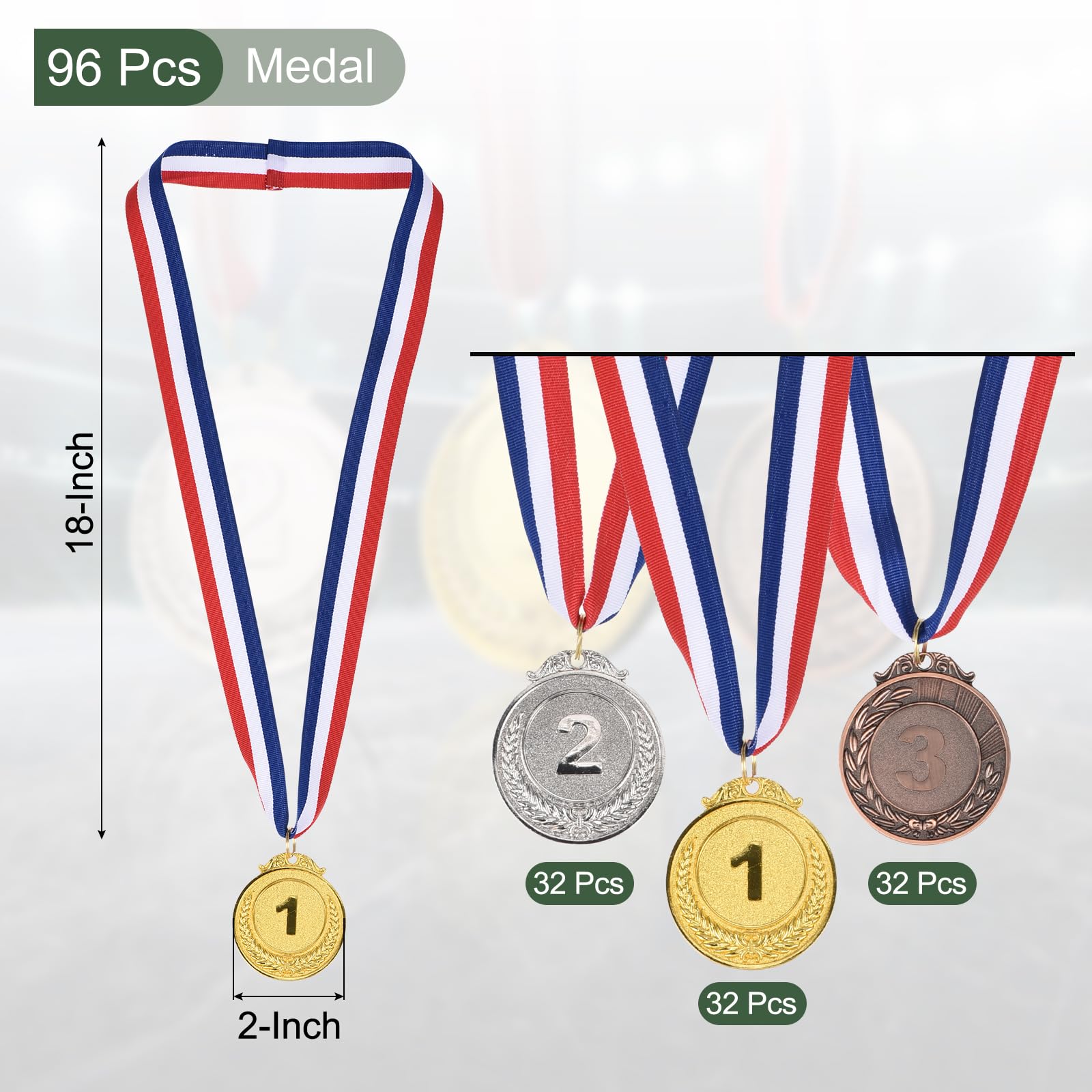 YOKIVE 96 Pcs Gold Silver Bronze Award Metals - Image 2