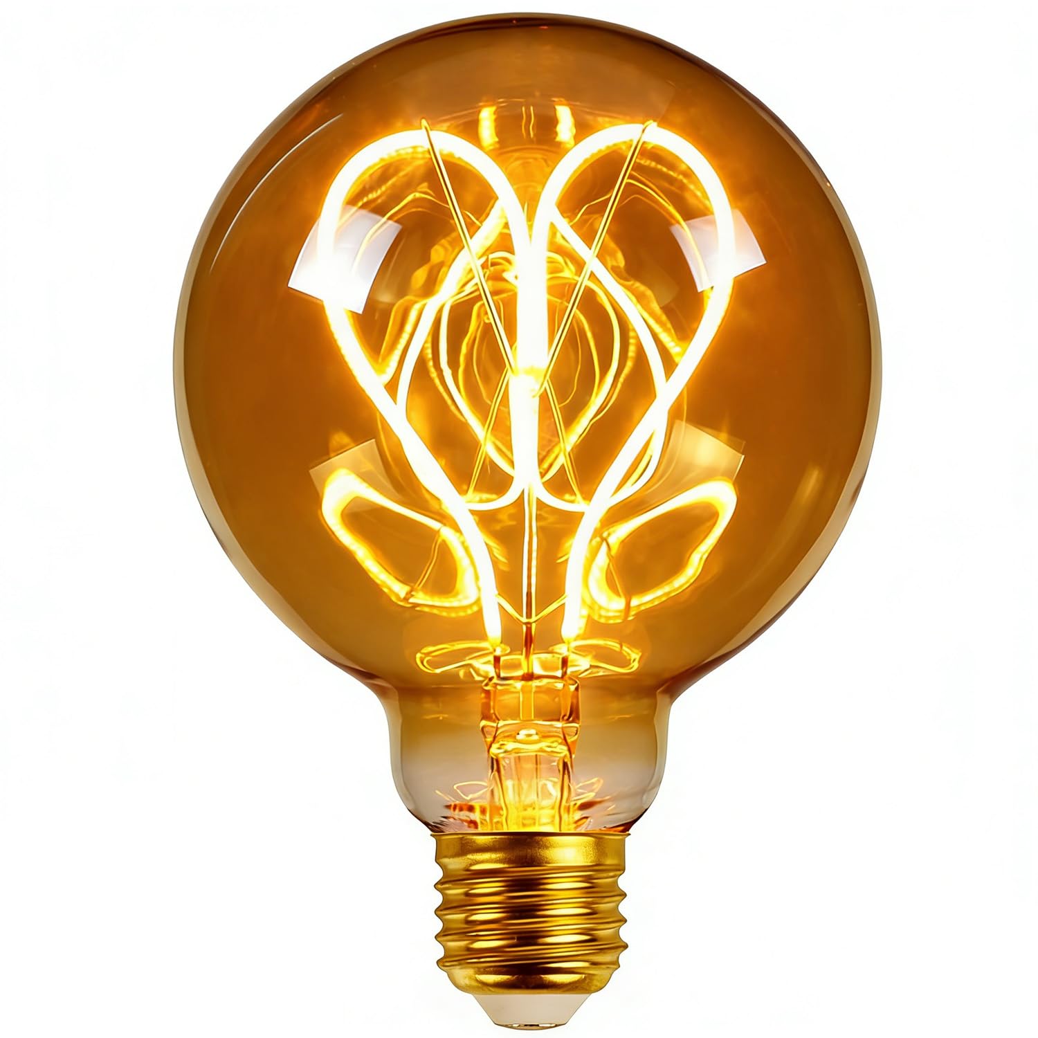 xinfulin Classic Edison LED Bulb G30, 4W (25W Equivalent), 200 Lumens, 2000K Warm White, Heart Filament, Dimmable, E27 Base, 220-240V, Industrial Retro Decor