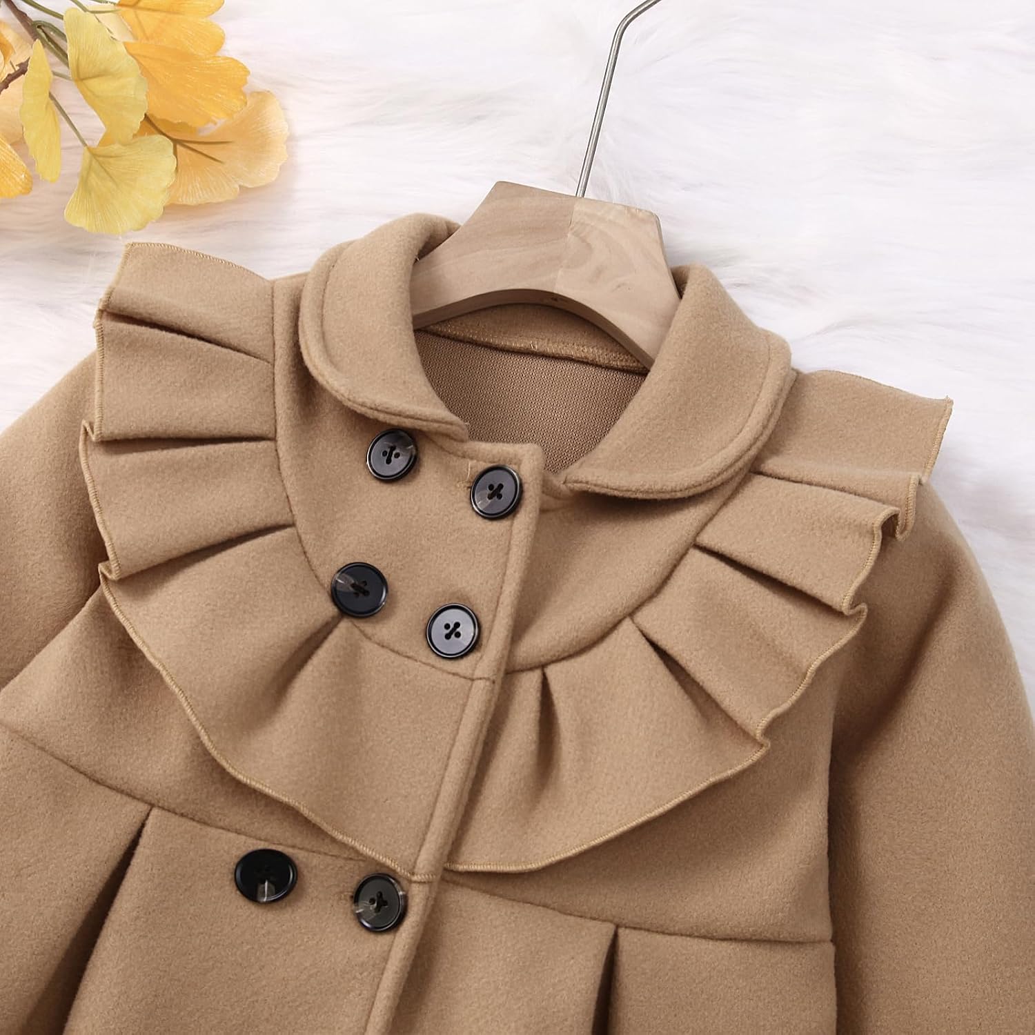 Toddler Baby Girl Clothes Jacket Coat Long Sleeve Flounce Ruffle Buttons Dress Coat Fall Winter Outfit
