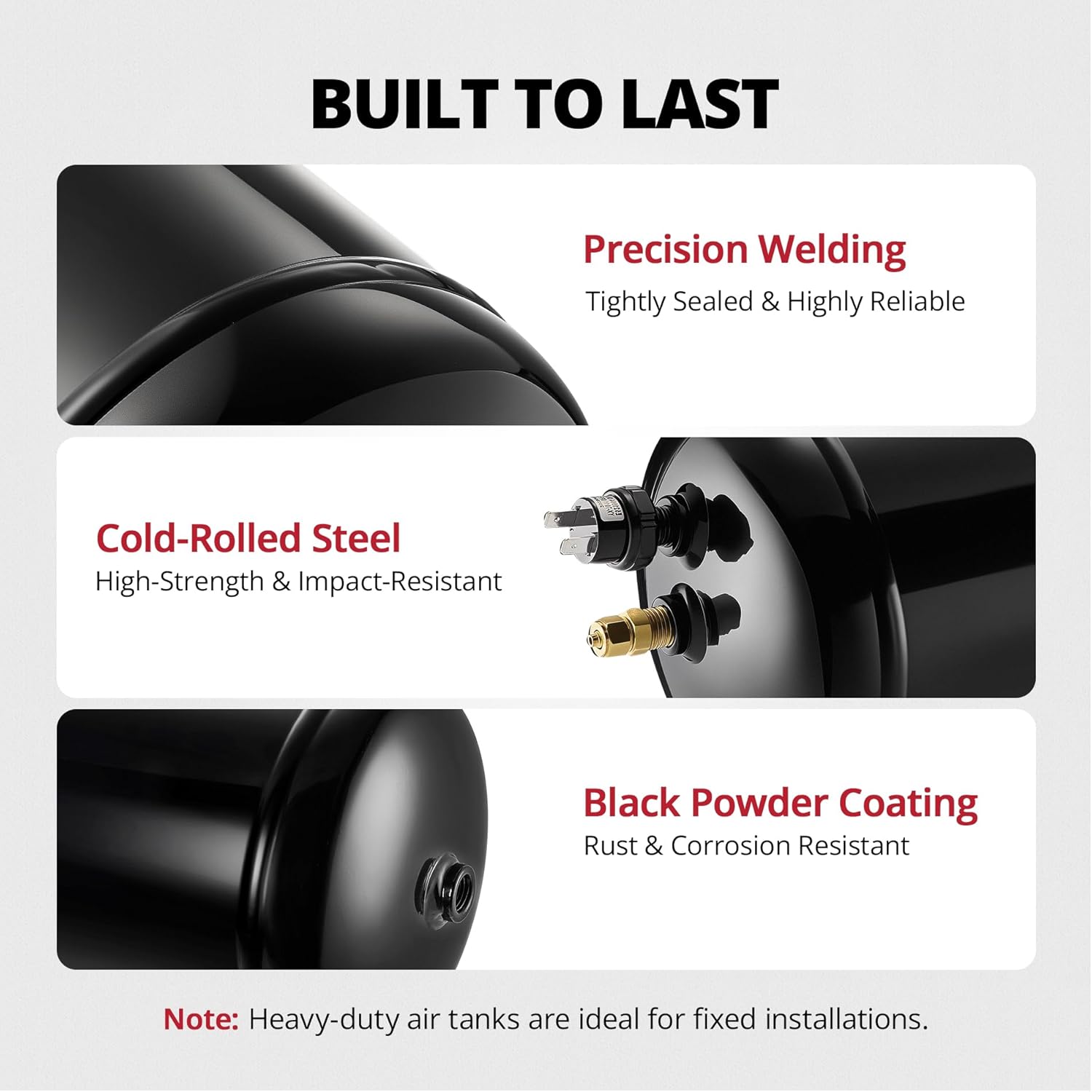 Close-up of air tank construction details