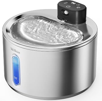 Stainless Steel Cat Water Fountain, Cordless Fountain for Cat & Dogs Indoor