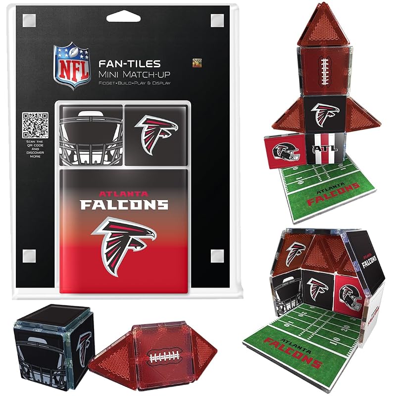 CreateOn Atlanta Falcons NFL Fan-Tiles Magnetic Match-Up Tiles | 17-Piece Building Set for Kids & Adults | Officially Licensed NFL Team Collectibles | Build, Play & Display (All 32 Teams Available)