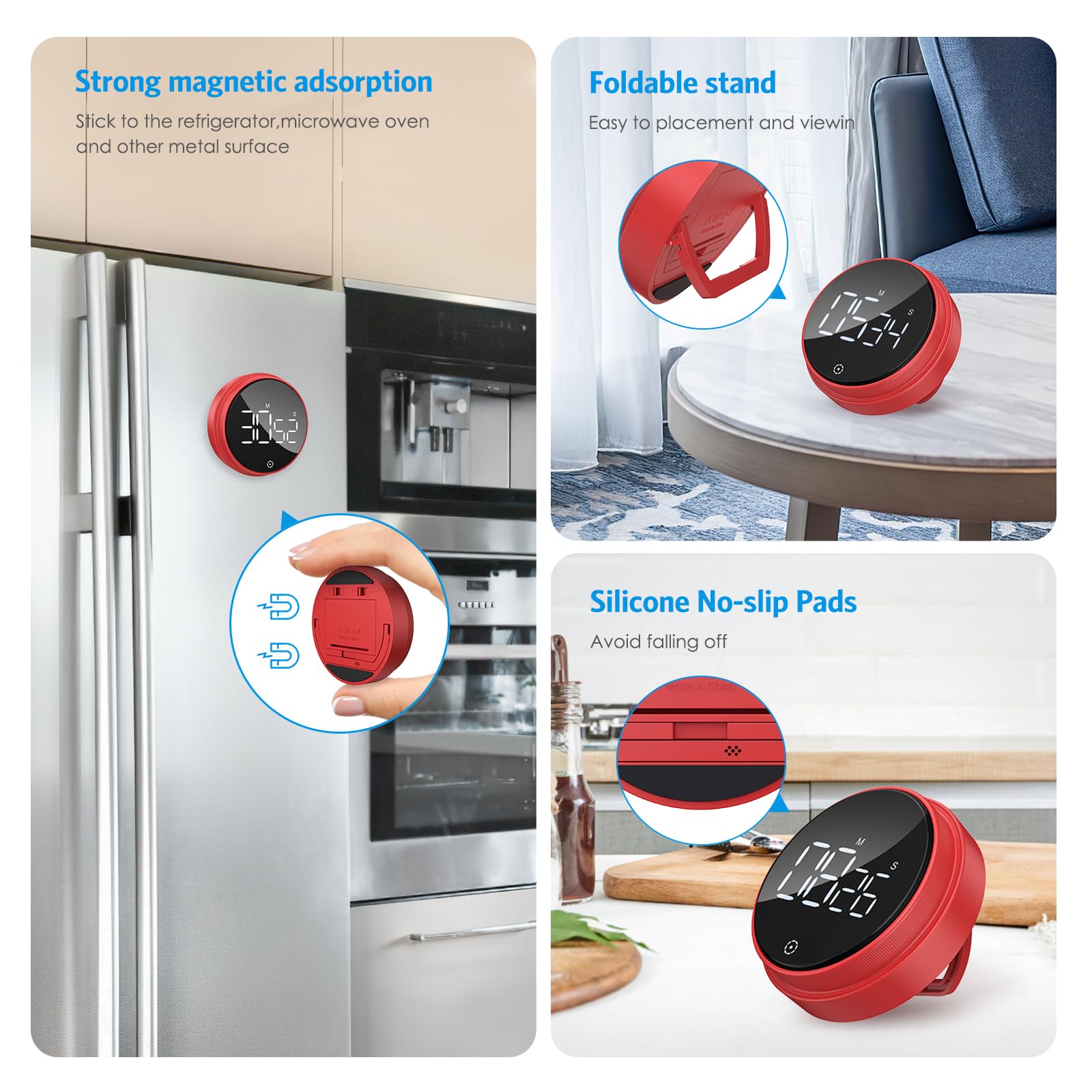 Back Display Timer Kids Timer AMIR Digital Kitchen Timer - 3.5 Inch Large Display ...