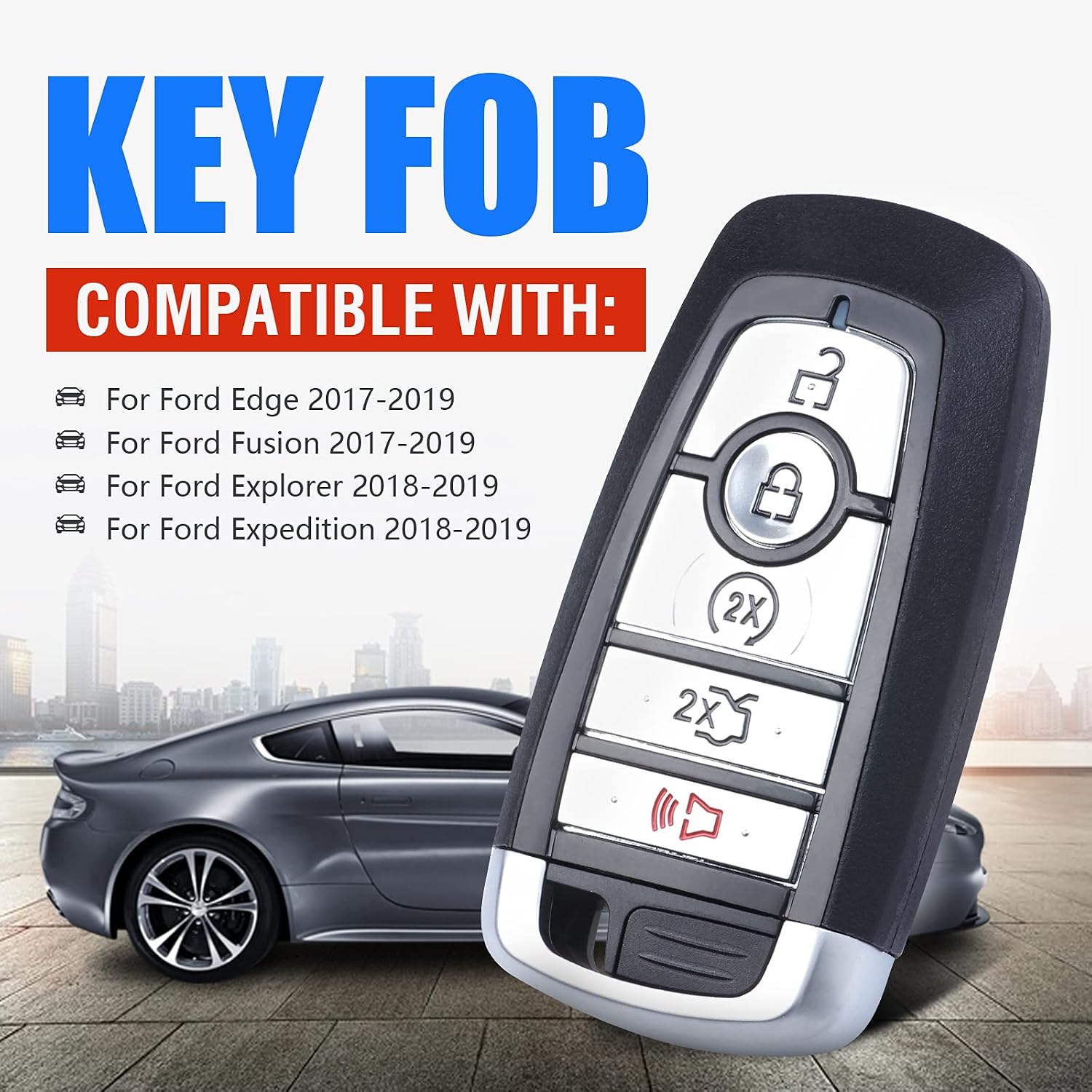 Keymall Smart Remote Key Replacement for Ford Edge/for Ford Fusion/for Ford Explorer/for Ford Expedition 2017 2018 2019(FCC:M3N-A2C93142600 P/N:164-R8149) 5 Buttons
