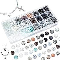 Vista 9 de PH PandaHall 1440 cuentas de vidrio blanco y negro para la fabricación de joyas, 24 colores de 0.236 pulgadas (0.236 in), cuentas sueltas