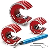 Tubing Cutter Set, 6-Piece Copper Pipe Cutter Kit with Self-Tightening C-Shape Cutters (1/2