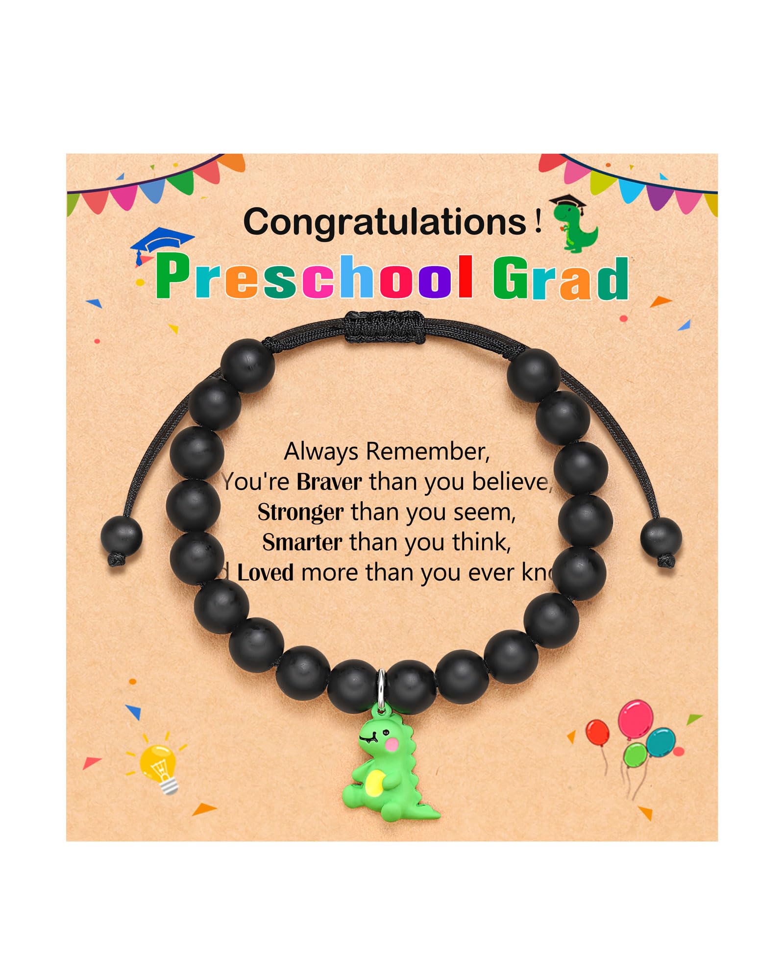 PINKDODO Kindergarten Pre K Graduation Gifts for Boys Dinosaur Bracelet for Son Grandson Nephew