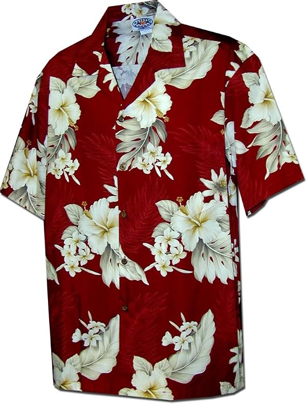 Pacific Legend Plumeria Hibiscus-Hawaiian Shirts-AMAZON3162RED2XL by Pacific Legend - Used condition - US$41.18
