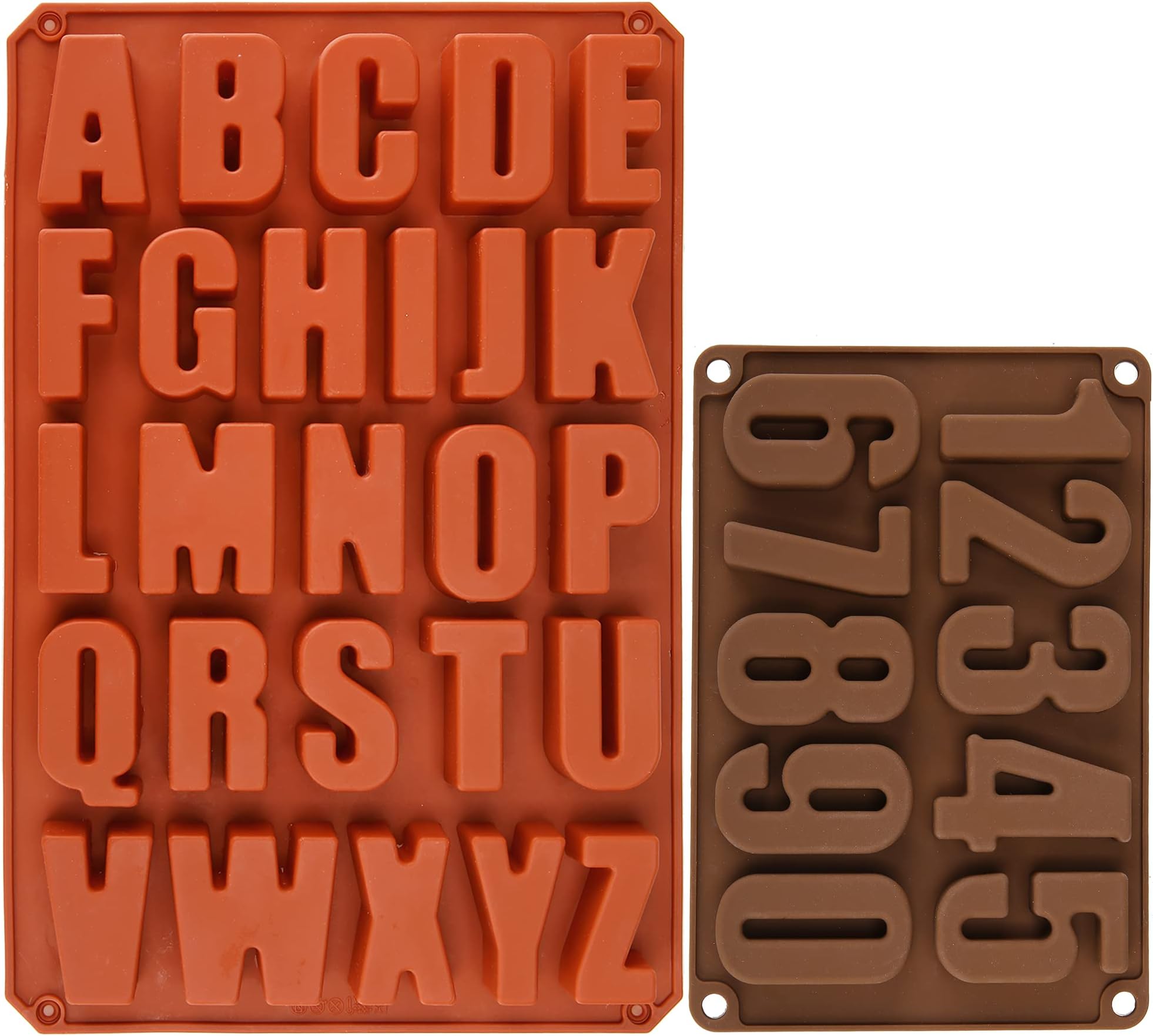 2 Pack Large Letter Silicone Mold Big Number Alphabet Crayon Chocolate Caking Baking Pan Abc Baking Utensils Ice Tray for Biscuit Ice Cube Chocolate Resin Concrete