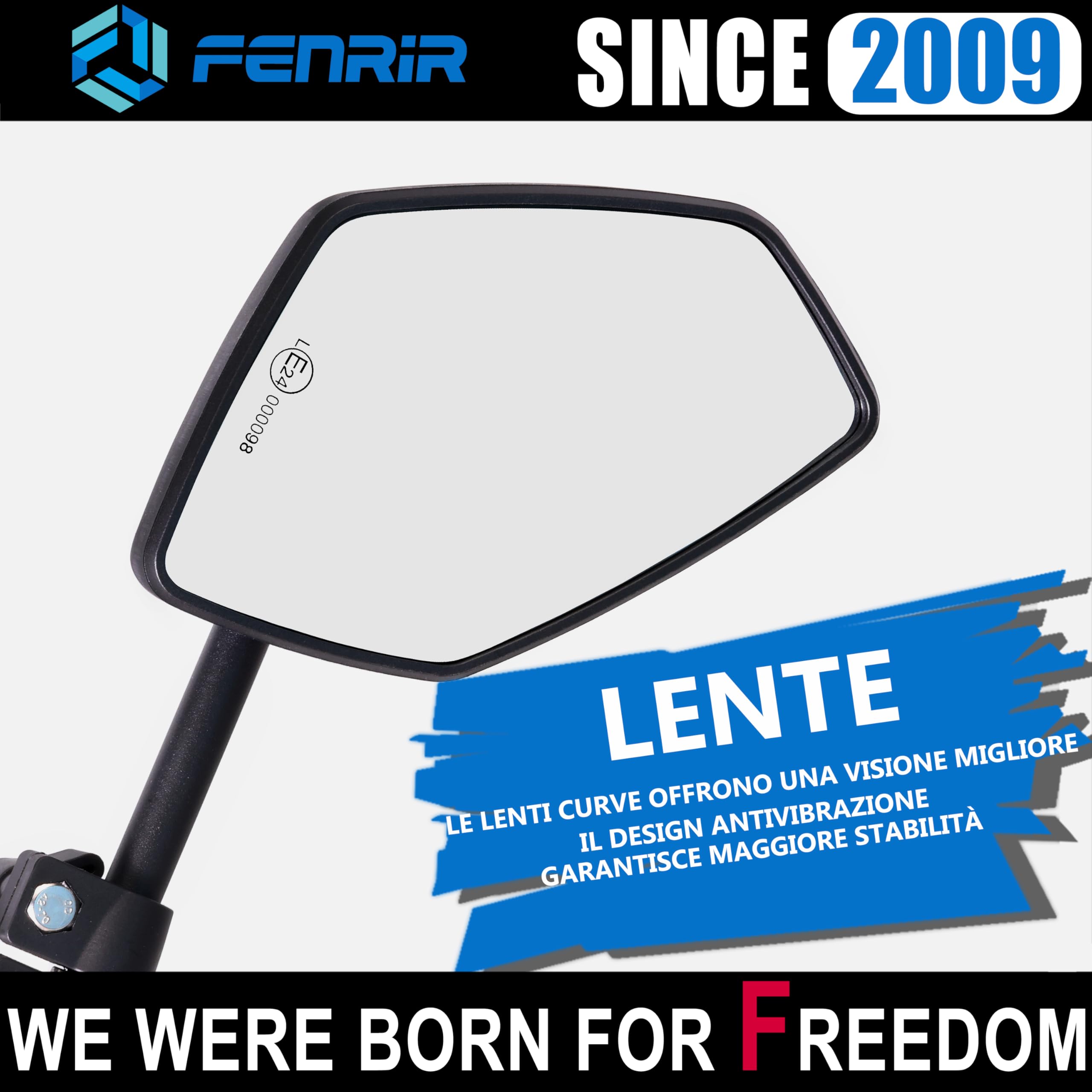 FENRIR Omologati Specchietti Moto Specchietto Retrovisore Indistruttibili Pieghevole Antiriflesso Lenti Curve Design Antivibrazione Regolabili per strada fuoristrada Enduro Adventure Tourer(801-0118)