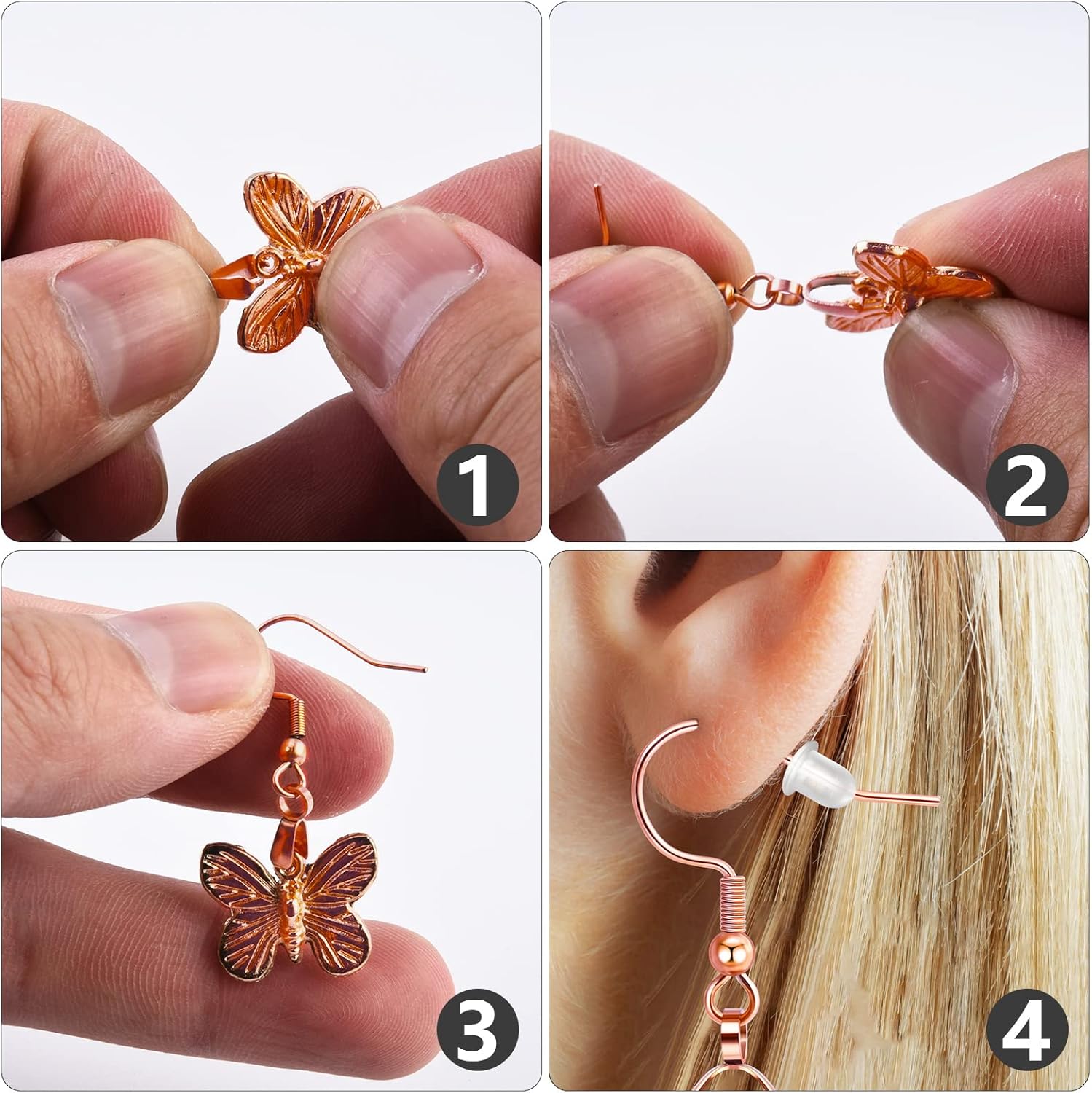 Earring Hooks 50PCS/25Pairs, Stainless Steel Rose Gold Ear Wires Fish Hooks, Hypo-allergenic Jewelry Findings Parts for DIY Jewelry Making - Image 5