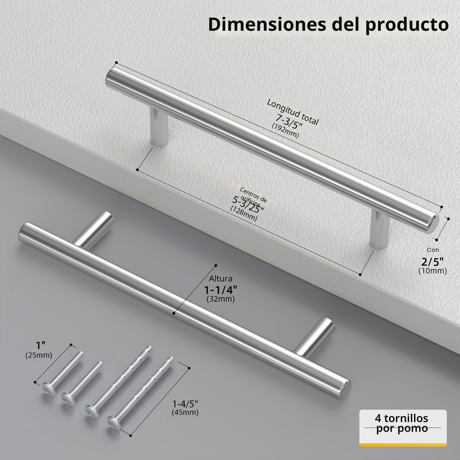 Goldenwarm 10 Piezas Tiradores Armarios 128mm Tiradores Cocina Acero Inoxidable Plata, Manillas de Mueble y Cajón