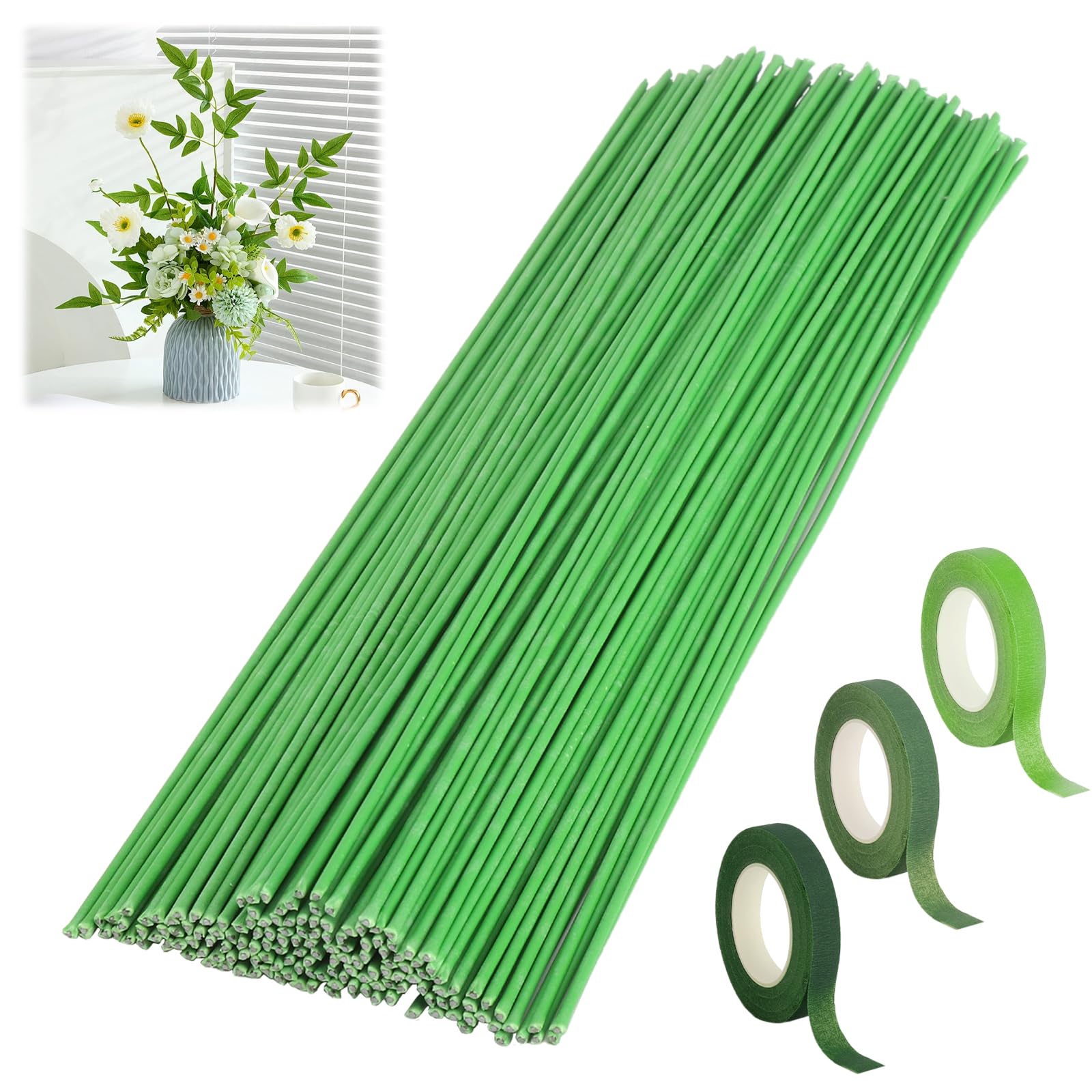 Alambre para flores verde, 150 unidades, 2 mm, 30 cm, alambre verde para floristería, varillas de alambre para manualidades, alambre estable para manualidades, flores, arreglos, ramos de jardín