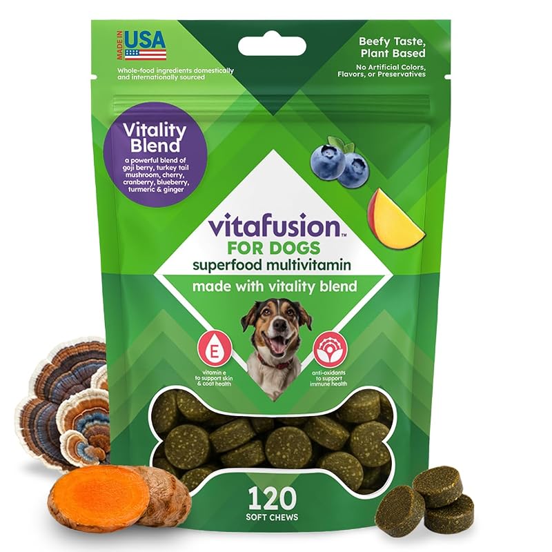 Suplemento multivitamínico SuperFood para cães Vitafusion em mastigáveis macios, 120 unidades