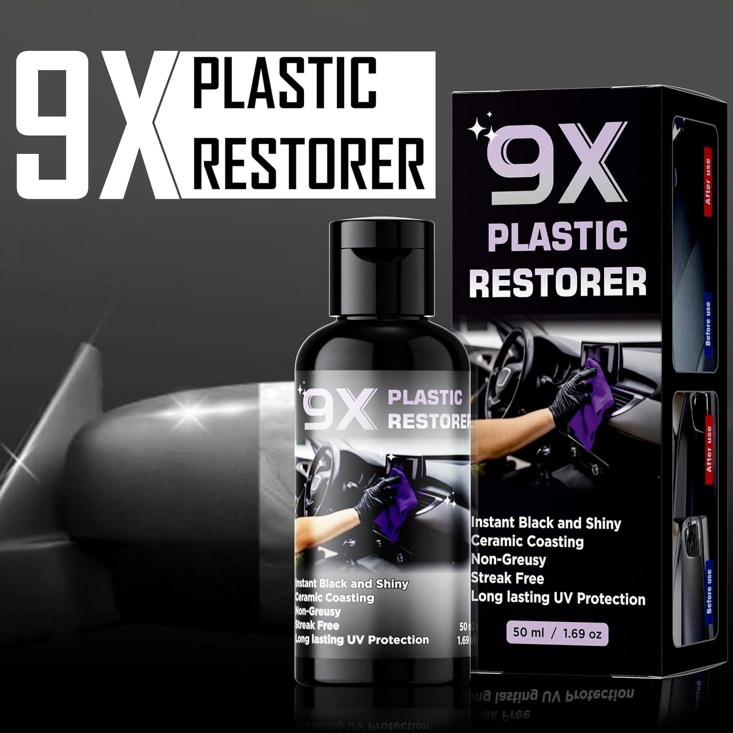 SHOPYSTAR Crystal Coating for Bike car Plastic Parts | 30ml PVC Restorer for Car Revitalizing Coating Agent | Car Maintenance Dashboard Plastic Parts Cleaner Polish Shining Accessories PACK OF 1