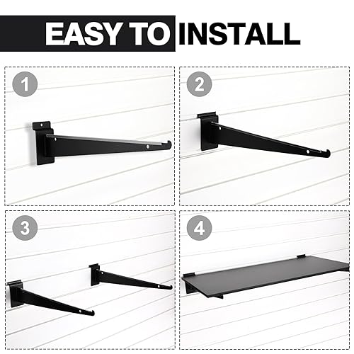 Vista 11 de Therwen 24 piezas de 12 pulgadas cromo Slatwall soporte de estante para cuchillos con soportes de metal para labios, ganchos para colgar Slatwall