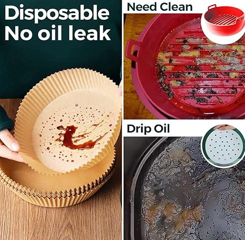 Forro de papel descartável Air Fryer: Airfryer Instant Pot Forno Folhas de pergaminho redondas, à pr