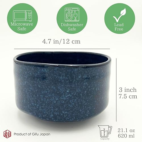 Vista 11 de Tazón de cerámica para matcha – Cuenco de Chawan Matcha, cuenco japonés, gris carbón, 21.1 oz, 21.0 fl oz Hecho en Japón