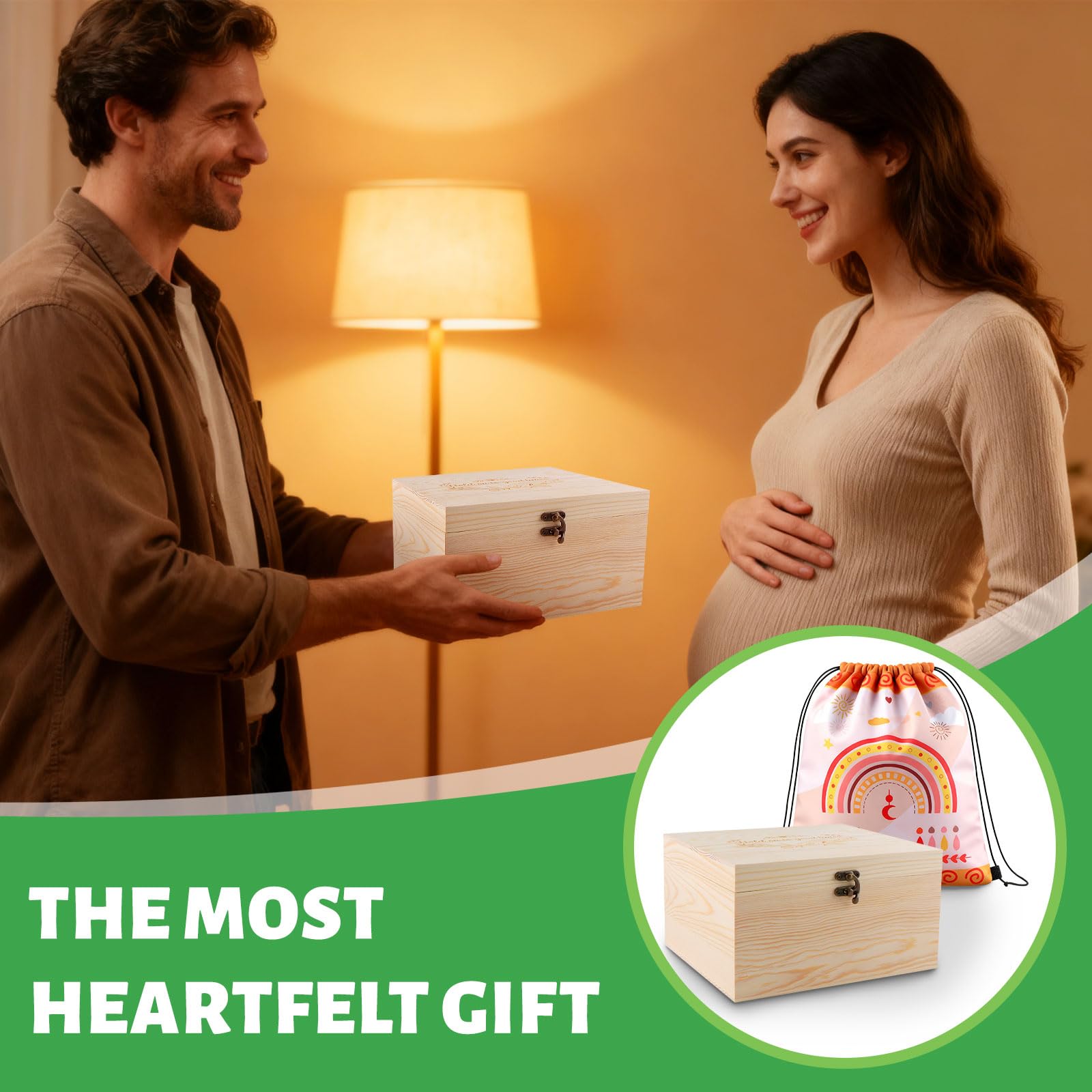 Juego de construcción de 93 piezas para baby shower con 60 cubos de madera para pintar + 24 lápices acrílicos + 6 plantillas + cartel de madera blanco + caja de madera baby shower