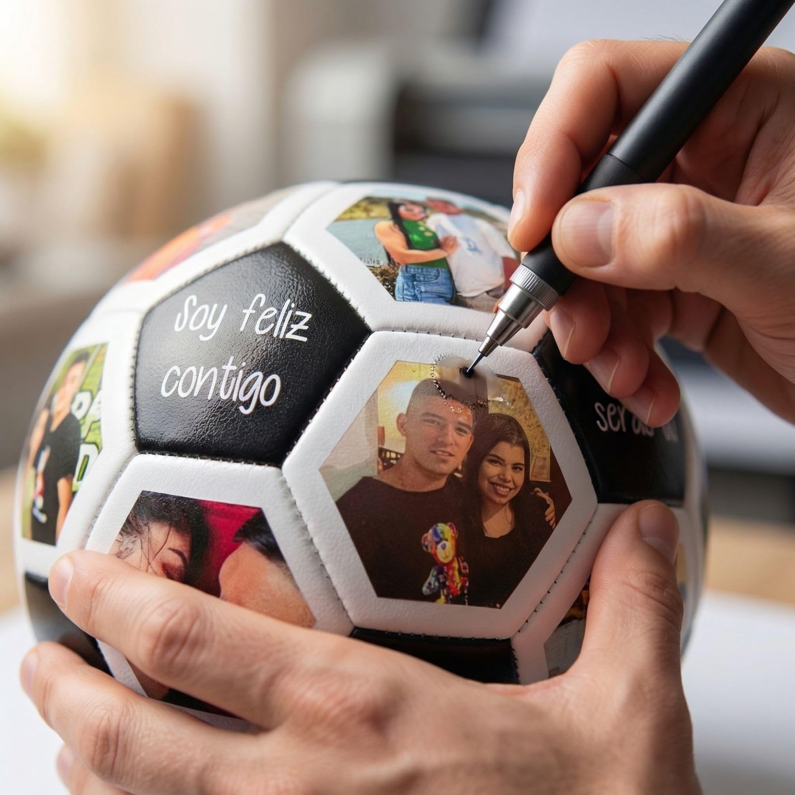 Generisch Individuell gestaltbarer Fußball 32Seiten Foto & Text– Personalisiertes Geschenk für Schüler, Fußballtrainer & Kinder, hochwertiger Trainingsball mit eigenem Muster, perfekt für Geburtstage