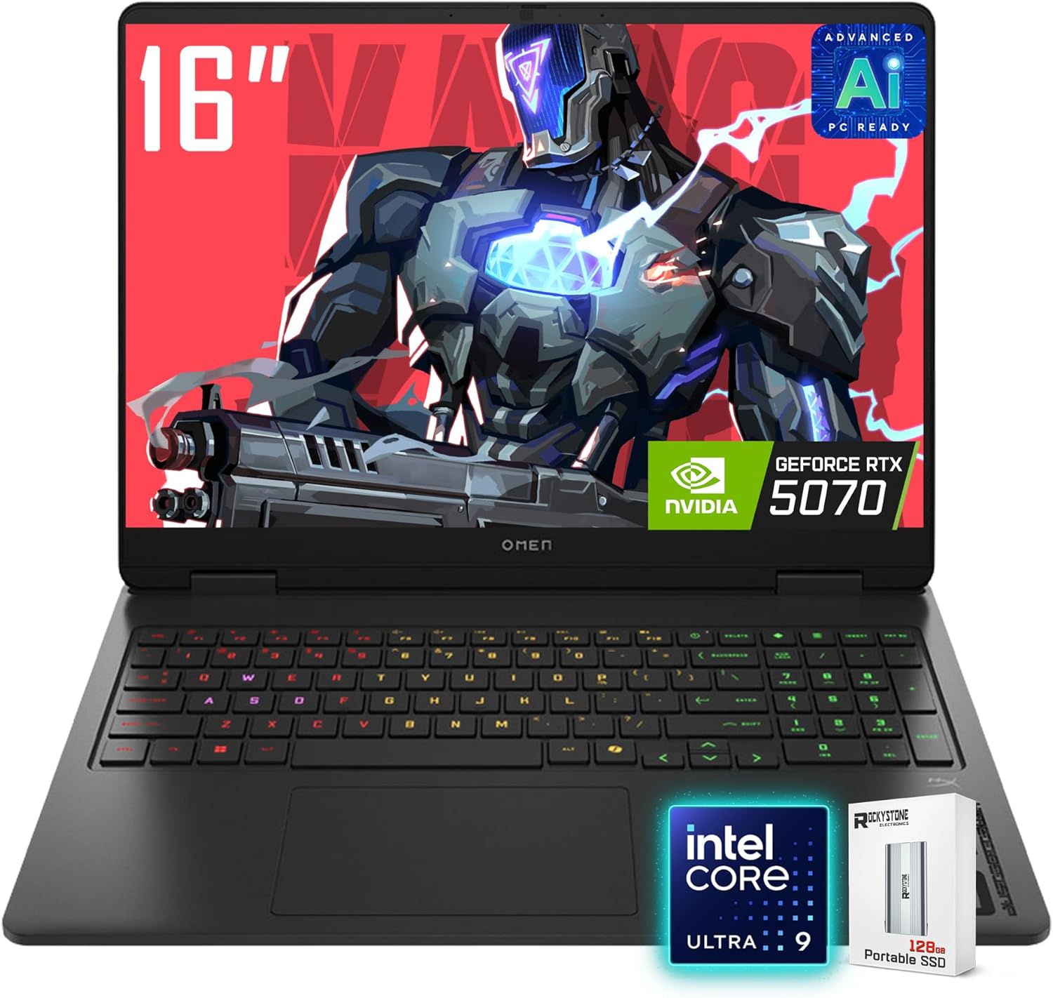 HP OMEN 16 Slim Gaming Laptop, 16” 144Hz 2K Display, Intel Core Ultra 9 285H(>i9 14900), NVIDIA GeForce RTX 5070, AI VR Ready, RGB Backlit Keyboard, Black, Windows 11 Pro(32GB DDR5 RAM | 1TB SSD)