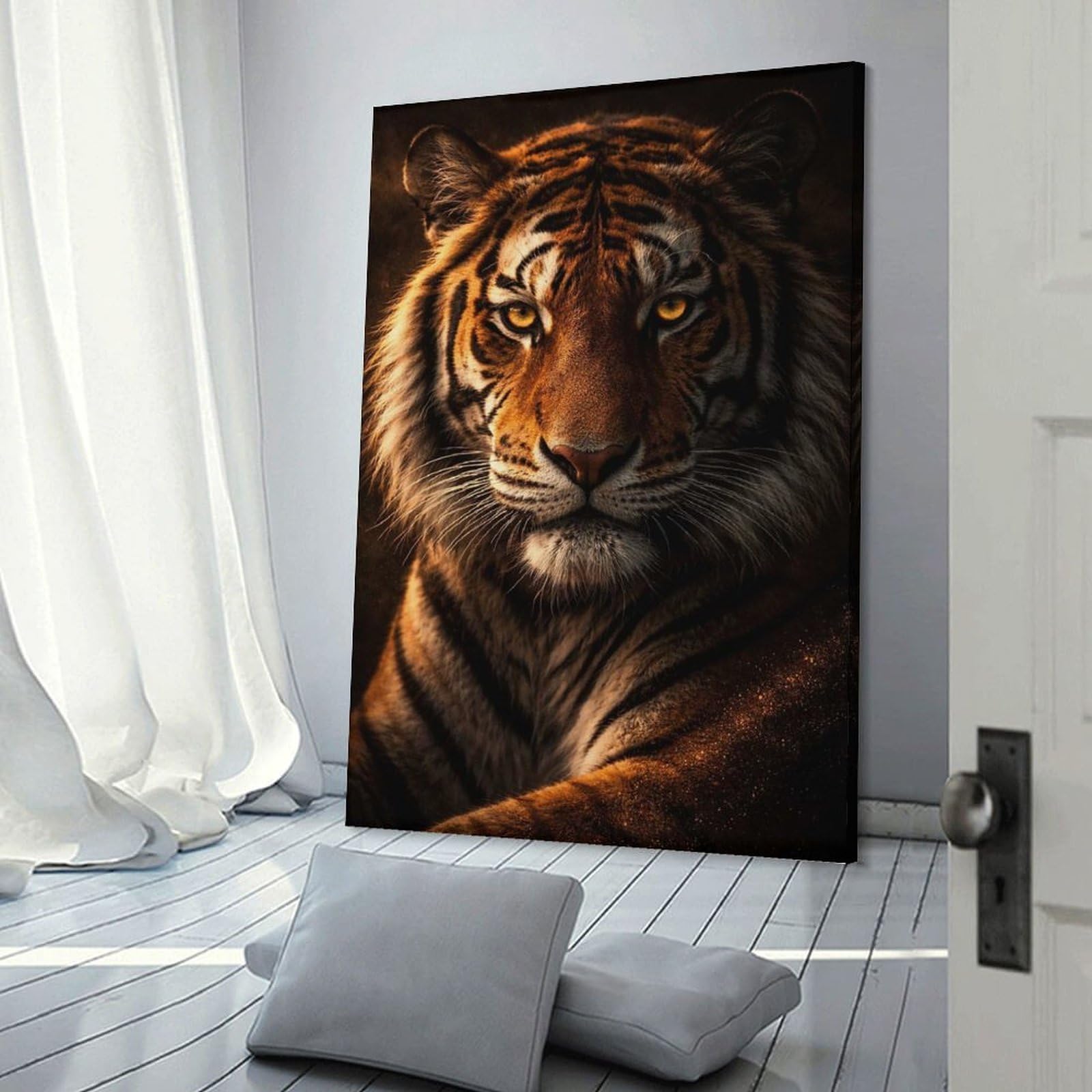 Junmoney Room Decor Wall Art Majestic Tiger Portrait(2), 20x30inch(50x75cm), for Flats, Guest Rooms Or Compact Rooms, Wall Decor with Flexible Room Appeal