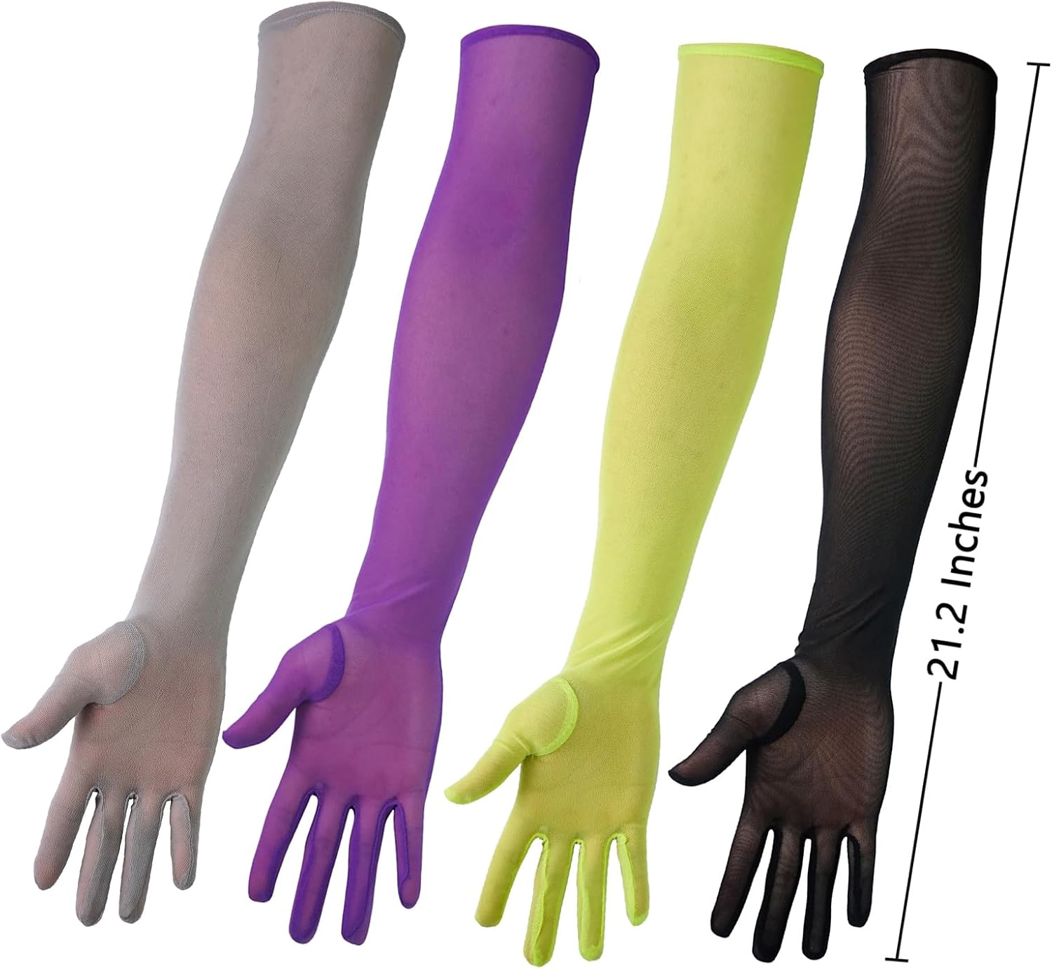 Luwint Black Long Opera Mesh Gloves, Elbow Length Tulle Sheer Gloves for Costume Evening Tea Party Bride Dress