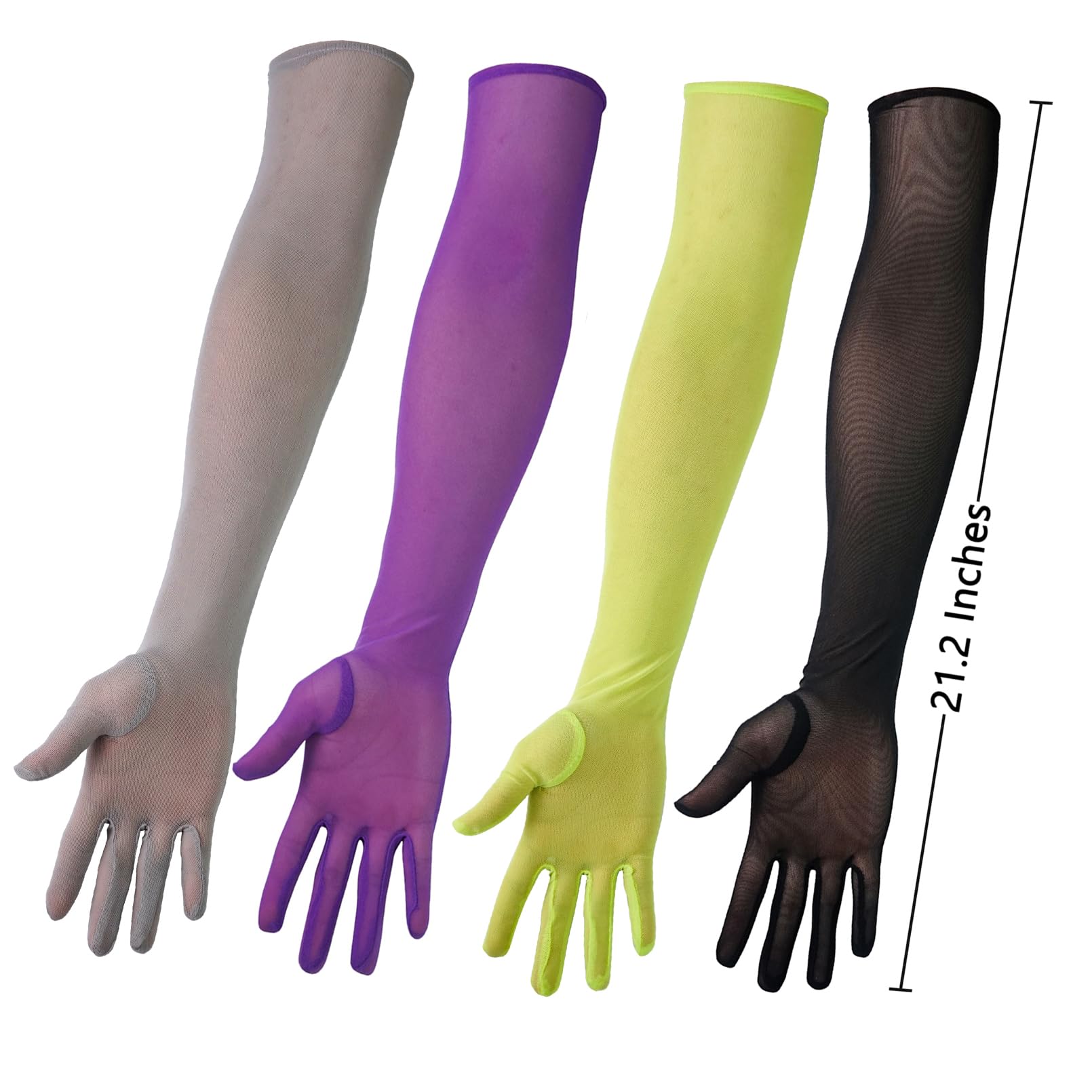 Luwint Guantes largos de malla fina, guantes largos de tul sobre el codo de 21 pulgadas, para ópera, Halloween, graduación, elásticos
