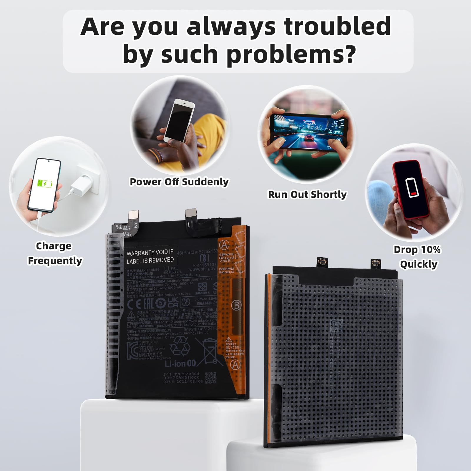 HIGHAKKU Batería de Repuesto BM59 Compatible con Mi 11T 21081111RG con Herramientas