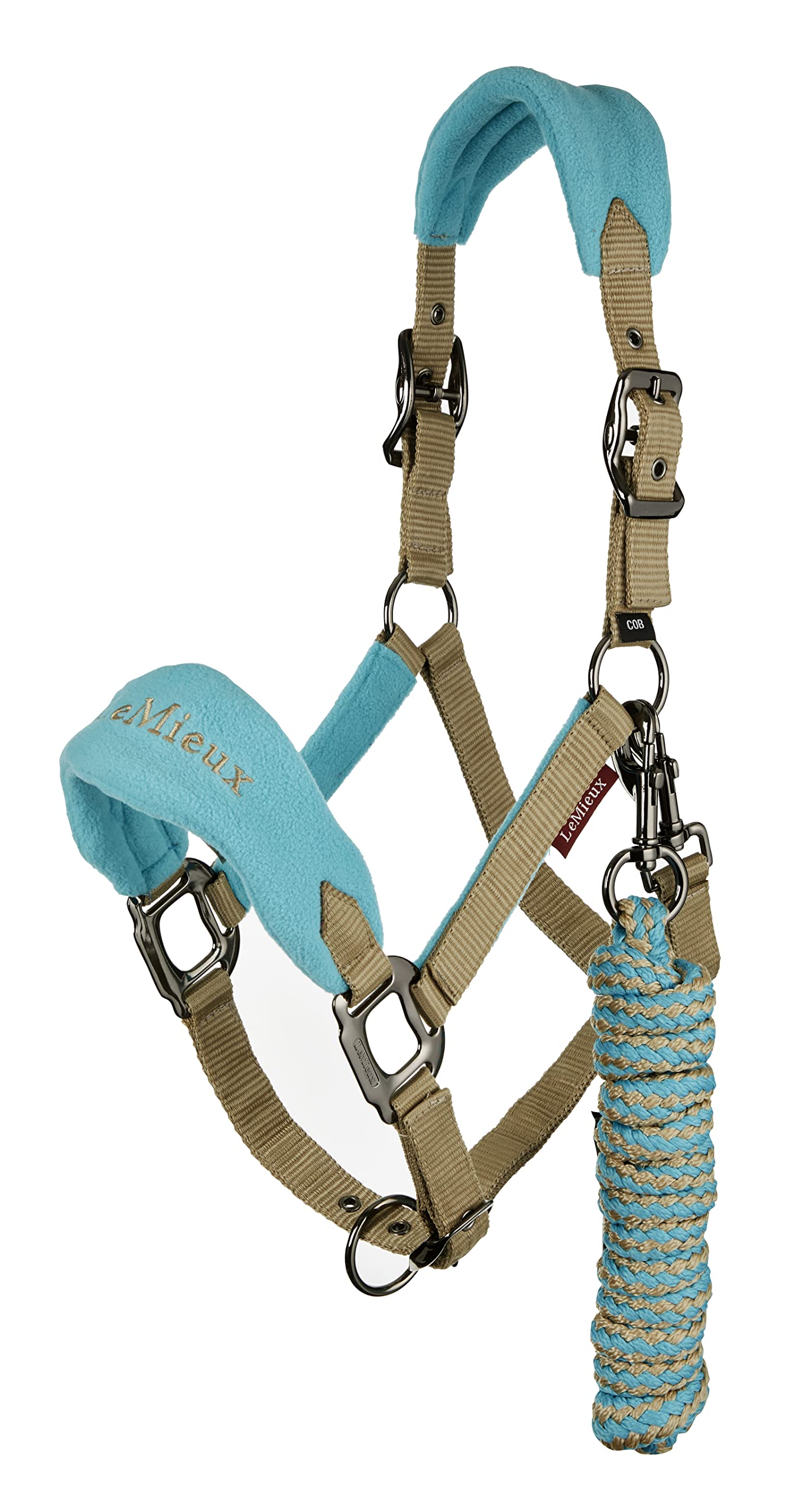 LeMieuxVogue Fleece Headcollar with Lead Rope - Extra Padding, Adjustable at Curb and Poll Strap