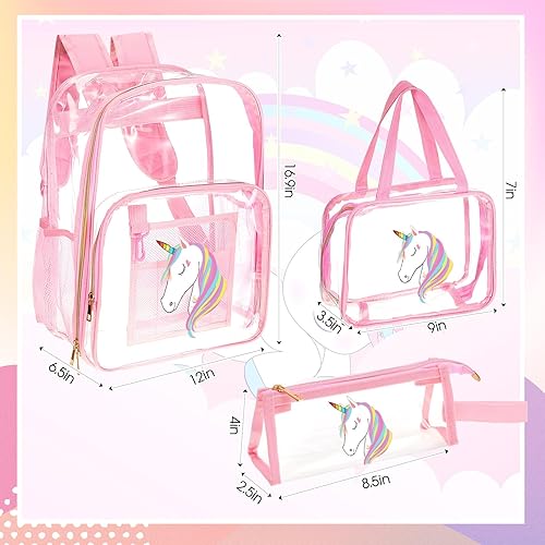 Miniatura 2 de Mochila transparente aprobada por el estadio para niñas, juego de 3 mochilas transparentes para estadios, bolsa transparente aprobada por el