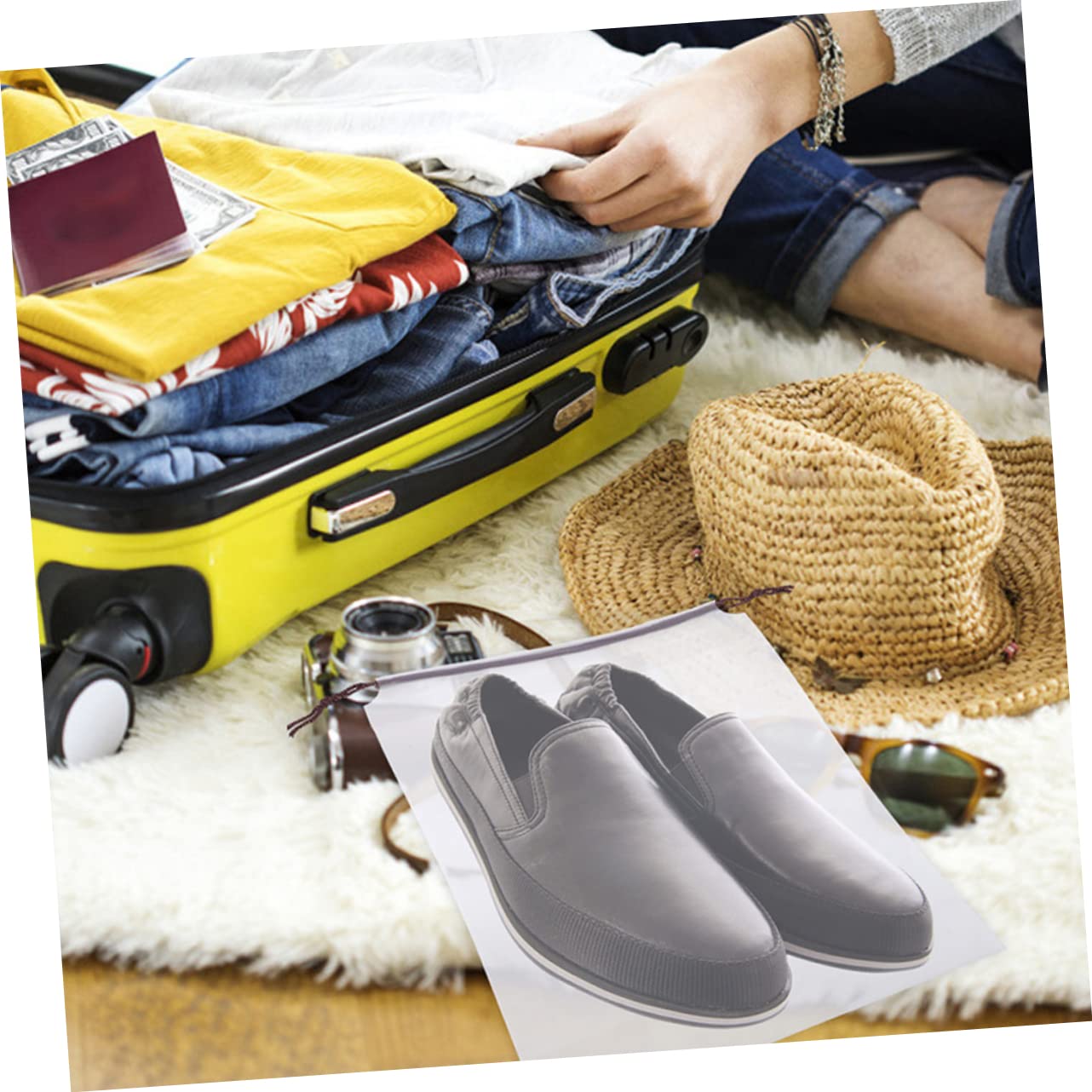 60 Stück Schuhbeutel, Schuh-Reisetasche, Eva-Aufbewahrungstasche, Kordelzug, Schuhe, Aufbewahrungstasche, Sneaker-Reisetasche, Schuhbeutel, Schuhverpackungsbeutel, Schuh-Seesack, Kleidung, weiße Schnü