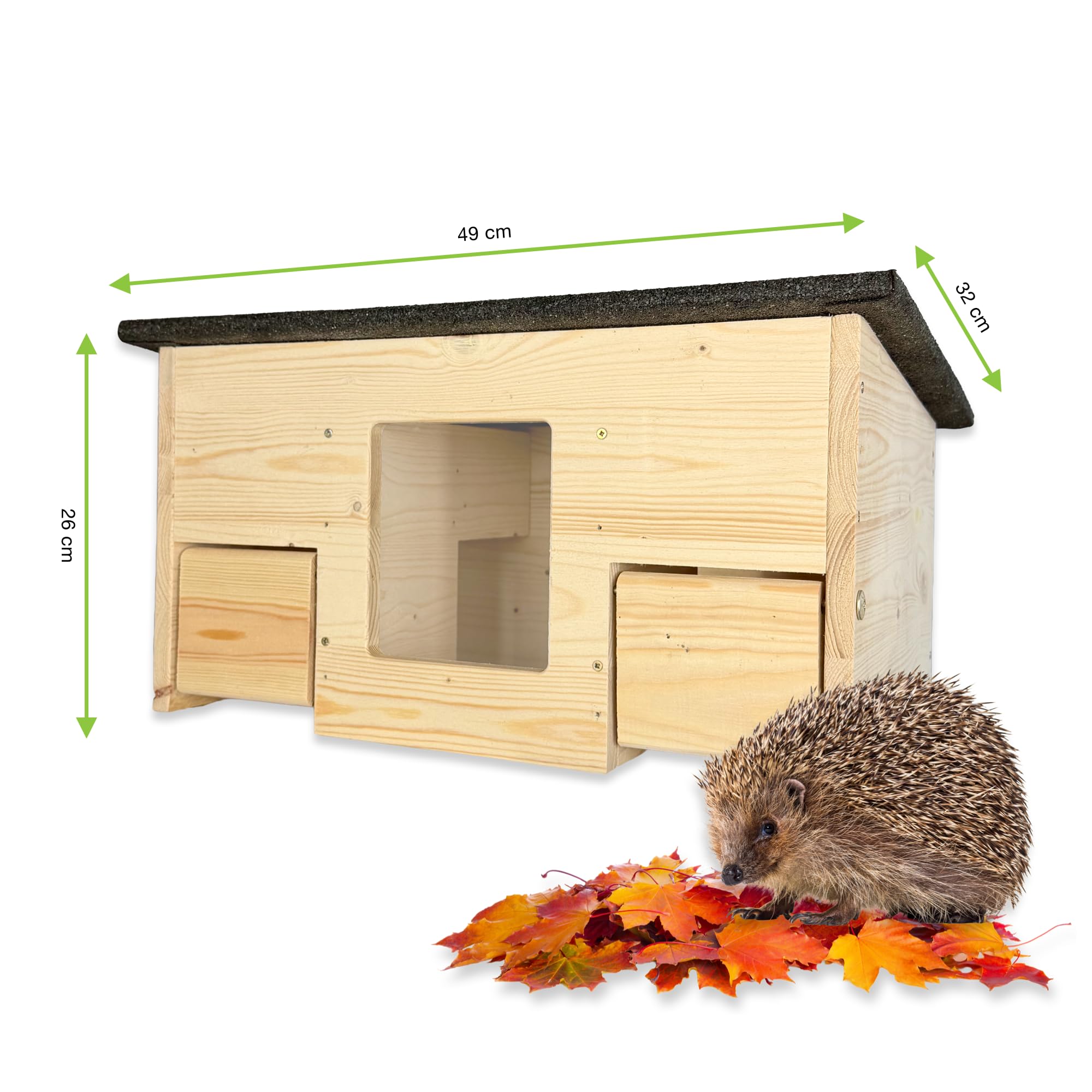 gartenetage Igelfutterhaus mit Beobachtungsfenster & Rattenklappen aus Holz – Sicheres Igelhaus für Garten mit Schleuse, Fluchtweg & Wetterschutz – Robuste Futterstation für Igel ganzjährig