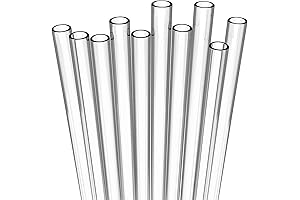 10 Long Reusable Clear Straws: Crystal-Clear Plastic Drinking Straws for Smoothies, Milkshakes, and More