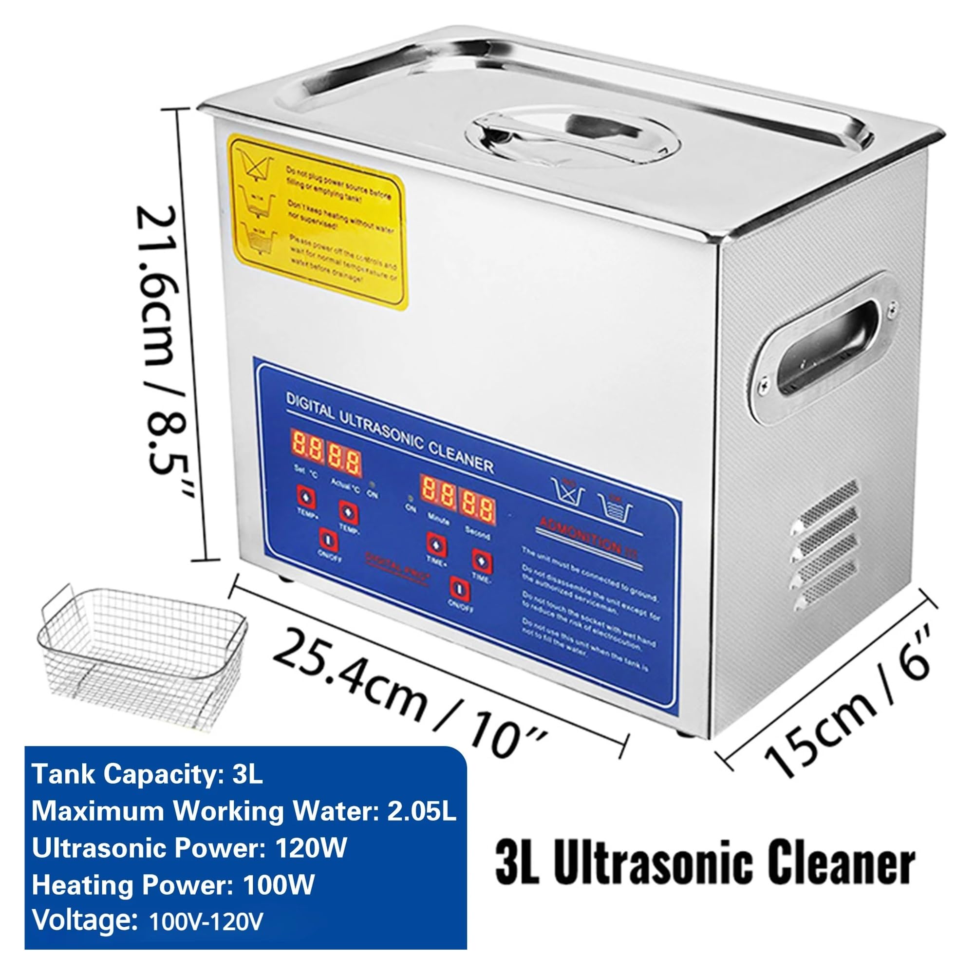 2-30L Ultraschallreiniger Mit Digitaler Zeitschaltuhr Und Heizung, Edelstahl, Ultraschall-Waschmaschine, Haushaltsgeräte, Effiziente Reinigung，3L 120W