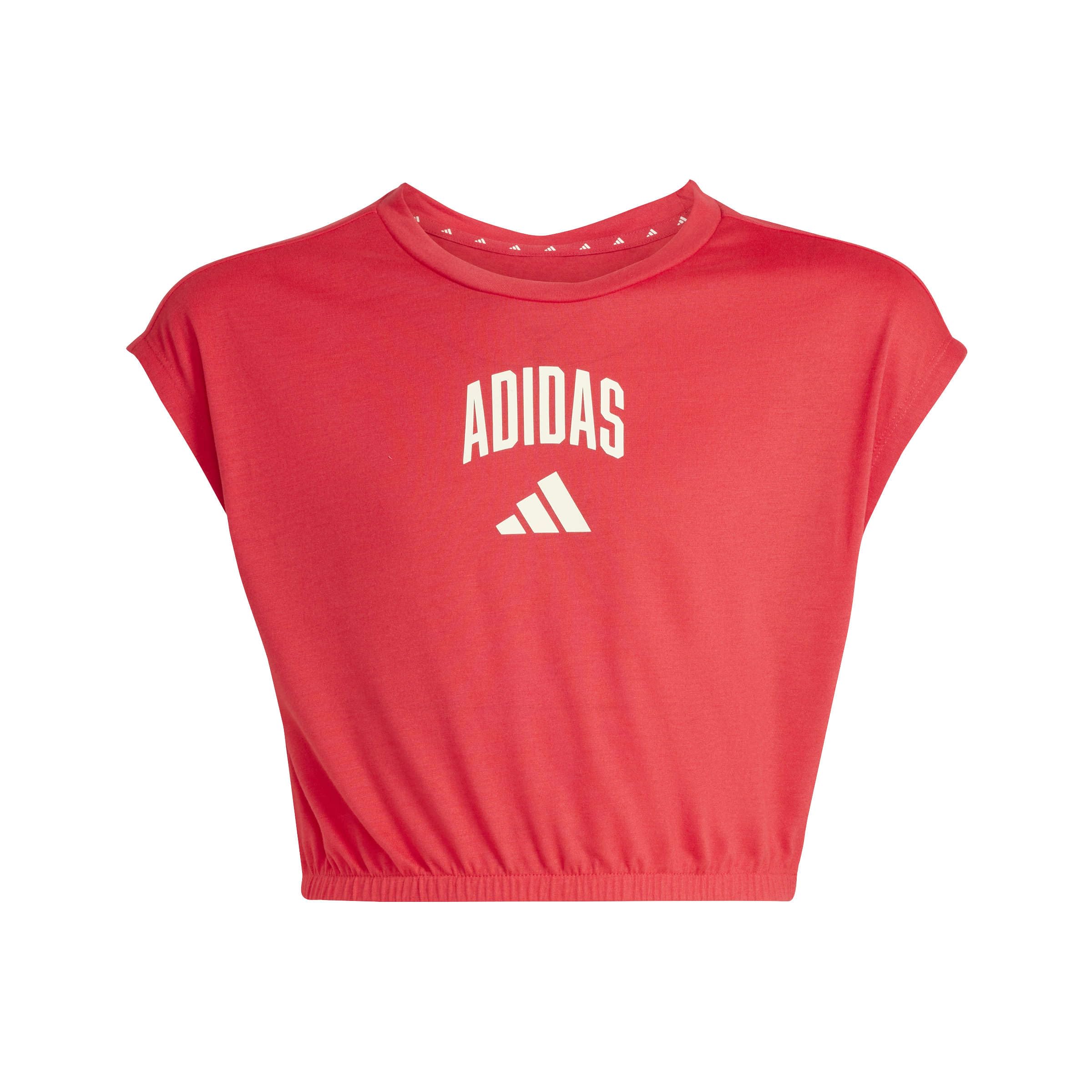 adidas Girl's Seasonals Collegiate Typography T-Shirt, Pure Ruby/Off White, 13-14 Years