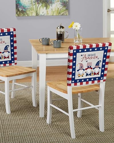 Miniatura 5 de Juego de 4 fundas de respaldo para silla del 4 de julio fundas extraíbles y lavables para silla de cocina comedor Día de la Independencia gnomo con