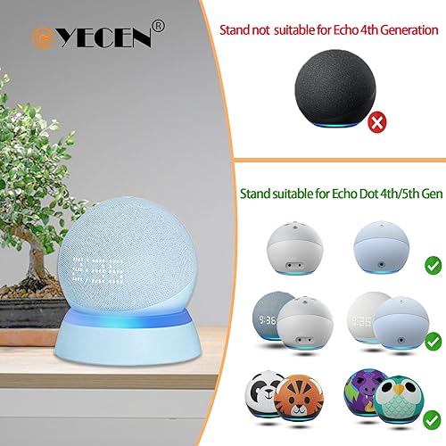 Miniatura 2 de Soporte de mesa para Echo Dot de 5ª y 4ª generación, soporte de escritorio, soporte de base con guía de luz y con gestión de cables integrada, azul