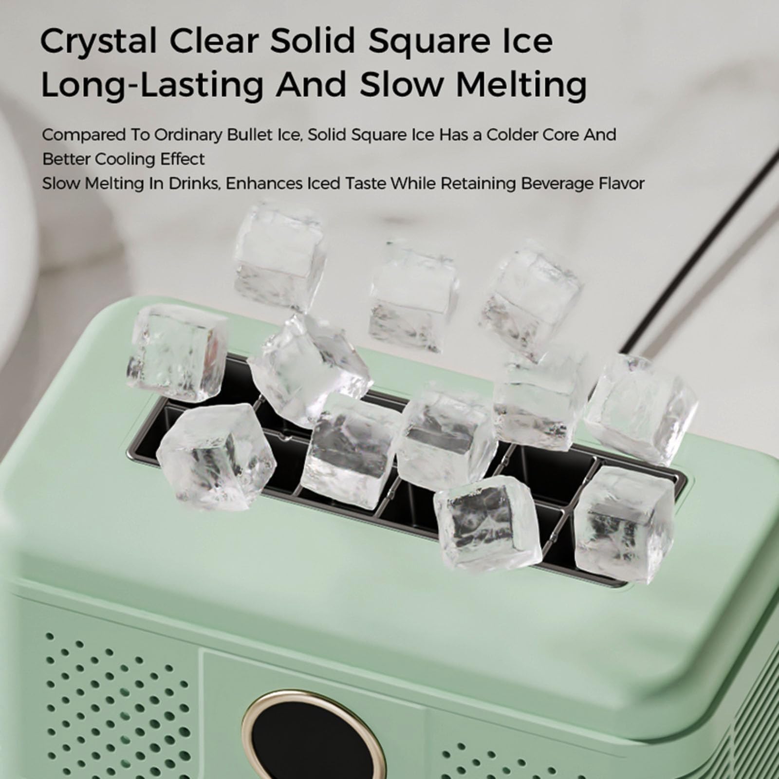Mini Máquina De Hielo Portátil, 12 Cubos En 15-20 Minutos, Máquina Compacta De Hielo De Escritorio, con Alimentación para Coche, Fabricación De Hielo Automática Y Fácil Liberación