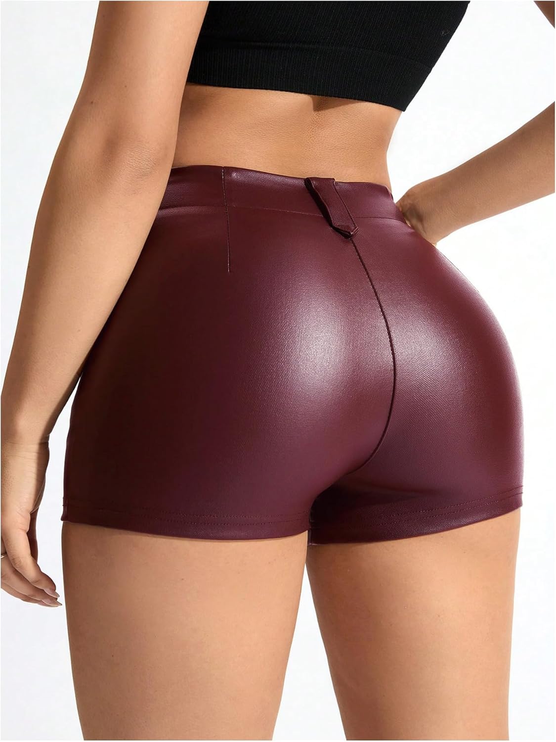 Floerns Women's Y2K Sexy High Waisted Faux Leather Shorts Drawstring Lace Up Festival Rave Shorts - Image 2