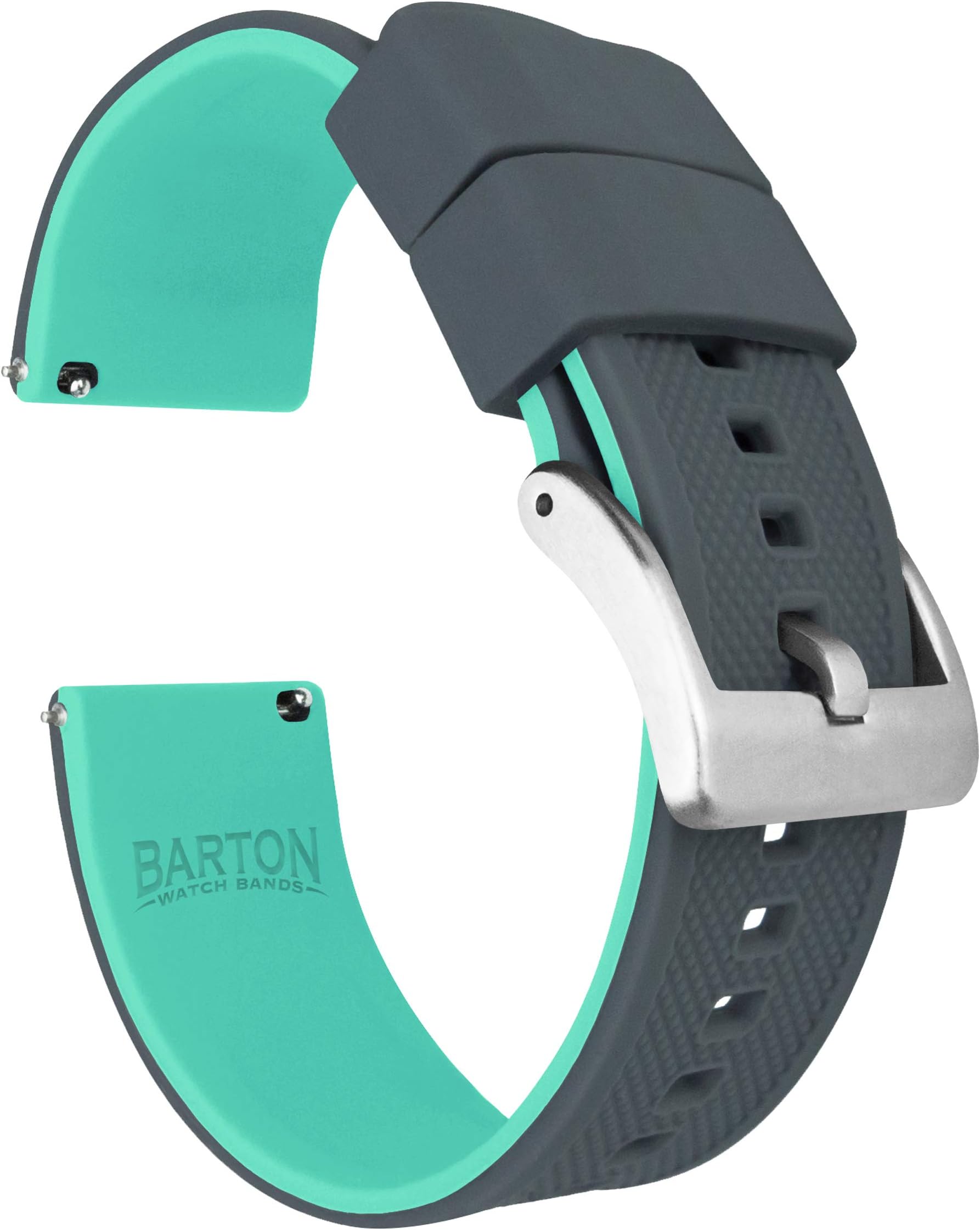 Barton Elite Silicone Watch Bands - Quick Release - Choose Color - 18mm, 19mm, 20mm, 21mm, 22mm, 23mm & 24mm Watch Straps (Stainless & Black Buckle Available)