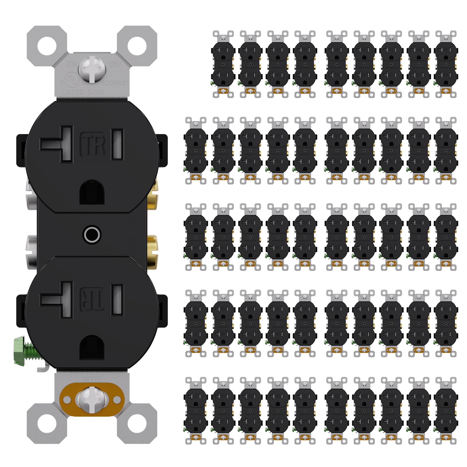 AIDA 20 Amps Outlets Duplex Electrical Receptacle Outlets,Tamper Resistant,Heavy-Duty Receptacle Wall Outlet,Residential,TR,3-Wire, Self-Grounding