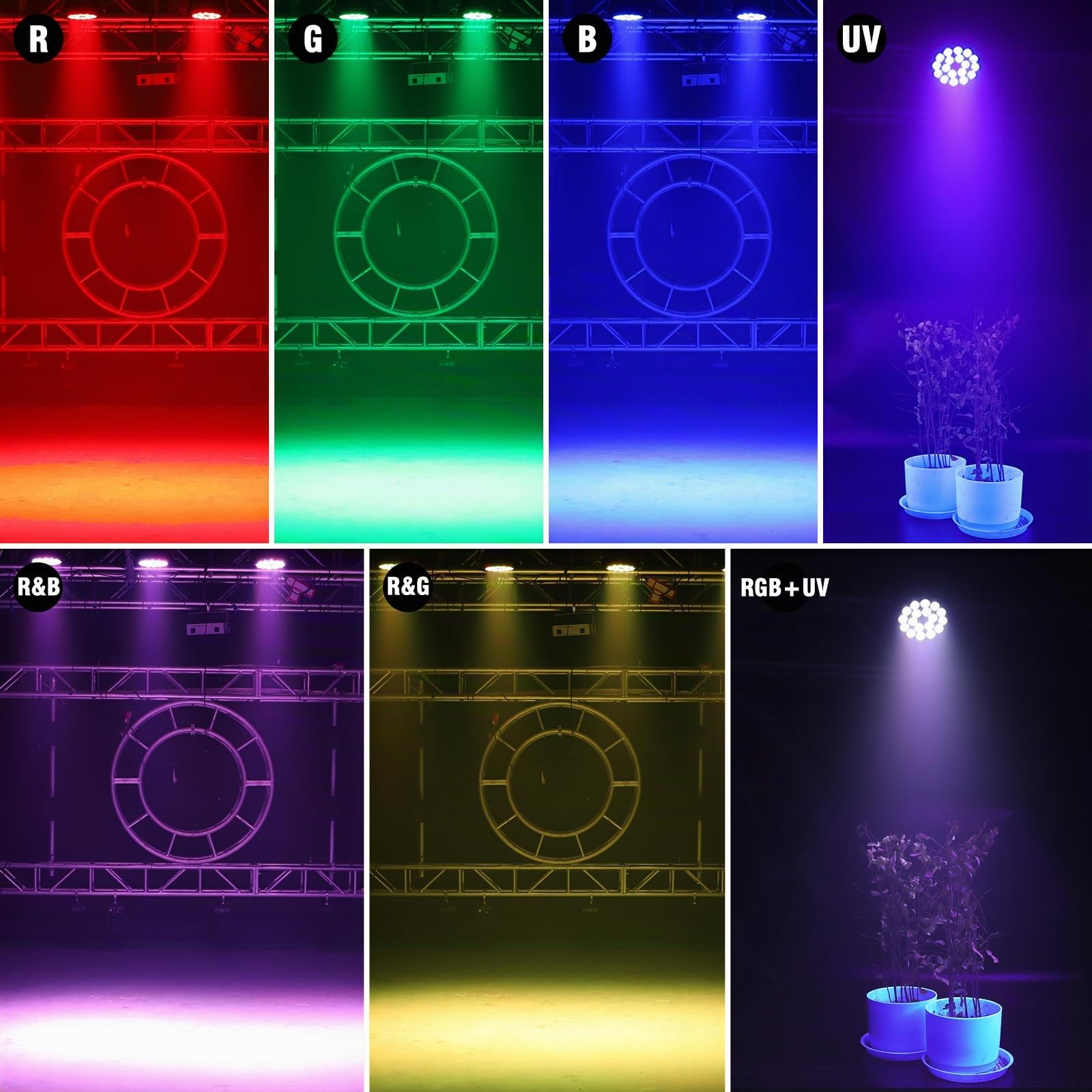 180W par led UV luz negra 18 * 10W RGB DMX512 focos led escenario luces de discoteca para fiestas Aotu/Sound para fiestas bar Navidad Halloween bodas