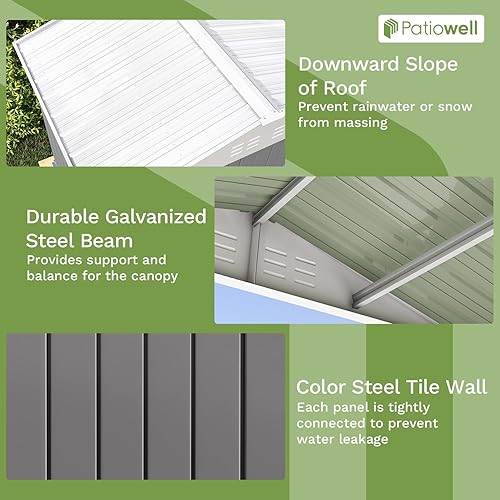 Vista 76 de Patiowell - Cobertizo de almacenamiento de 8 x 6 pies para herramientas, con techo inclinado y doble puerta con cerradura, para exteriores, patio