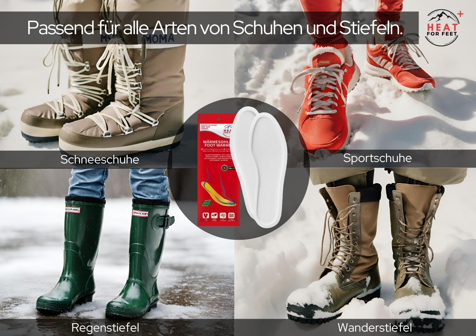 Wärmesohlen für Schuhe - 30 Paar - Sofort wärmende & Bequeme Einlegesohlen, bis zu 12Std. warme Füße, Schuhwärmer, 100% natürlich, Unisex, Einheitsgröße (30 Paar)