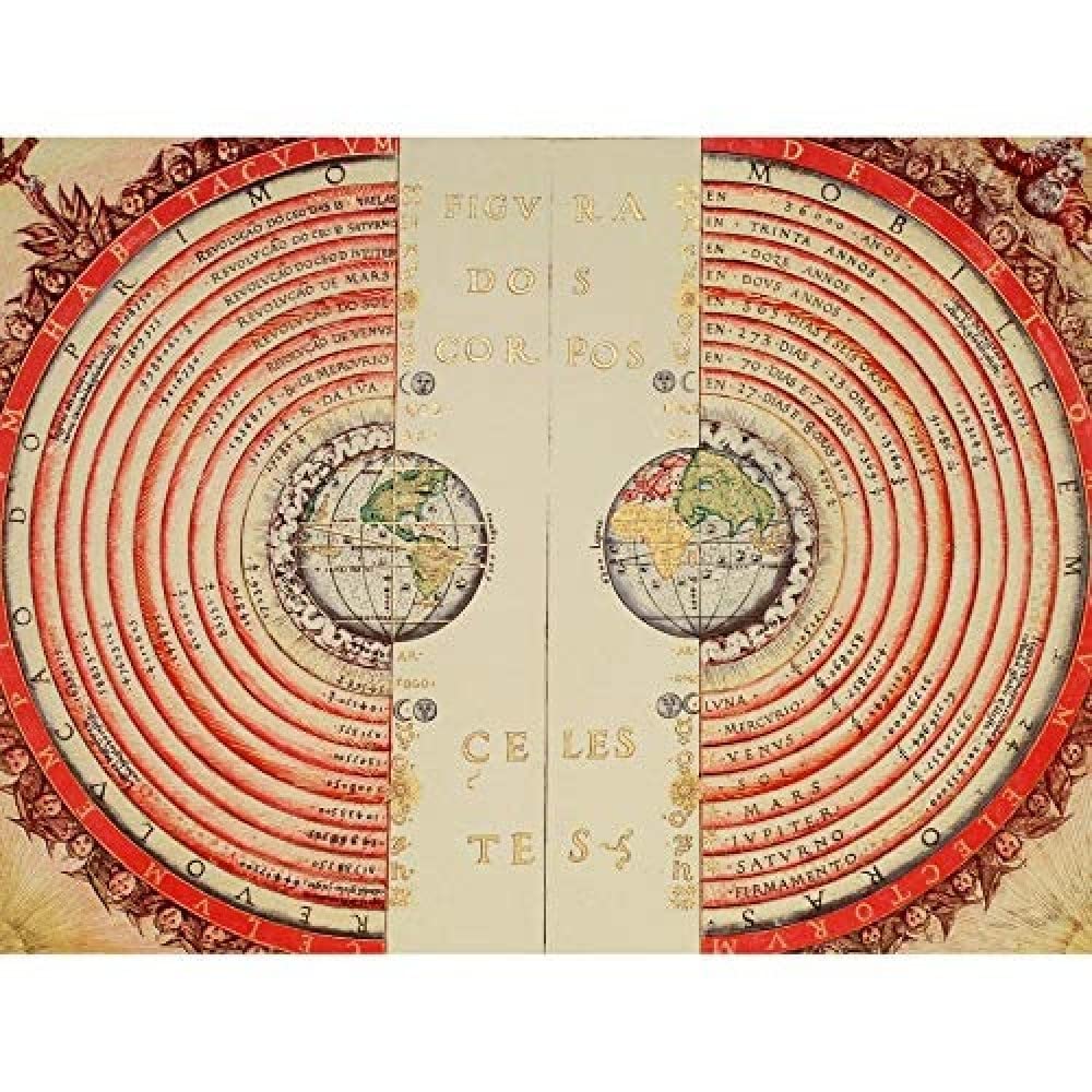 Artery8 Velho Map 1568 Ptolemaic Geocentric Heavenly Bodies Unframed Wall Art Print Poster Home Decor Premium