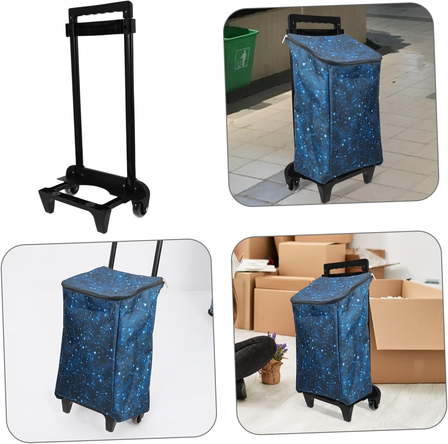 Zerodeko Portable Hand Truck Folding Design Large Luggage Cart for Travel Utility Cart Telescopic Handle and Bungee Cords