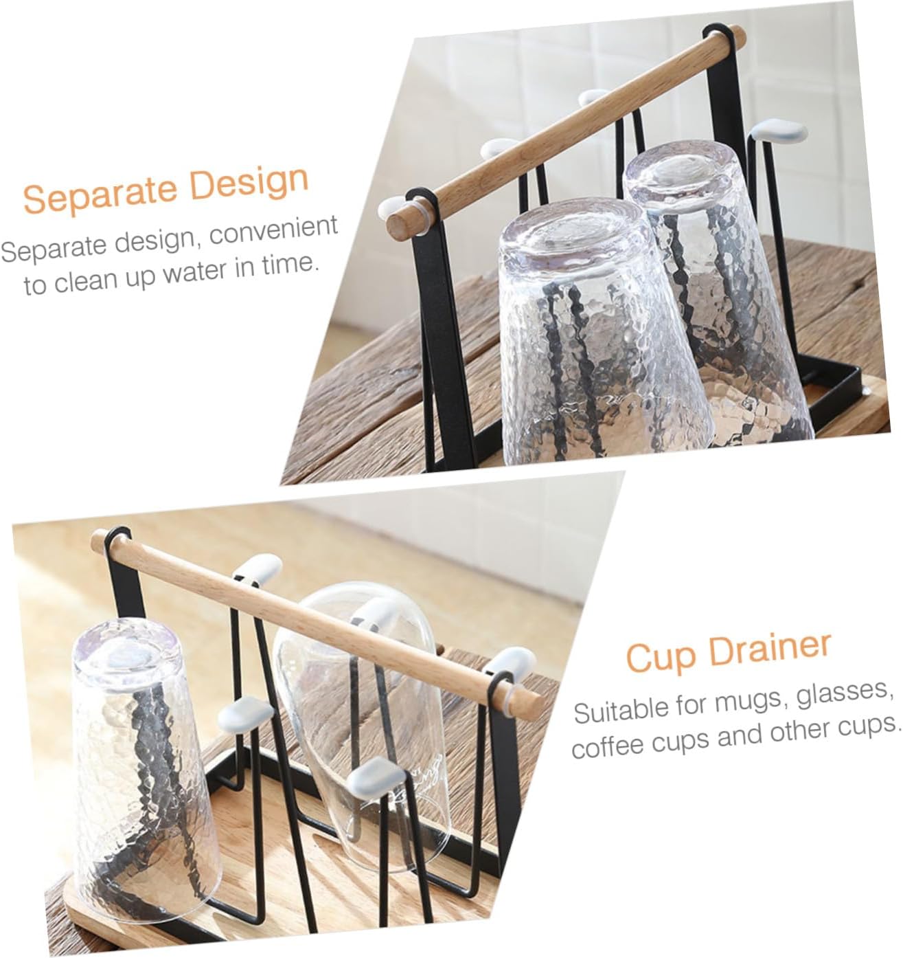 Cabilock 1pc Home Tabletop Cup Drainer and Drying Rack for Mugs and Glasses Efficient Storage for Kitchen Organization