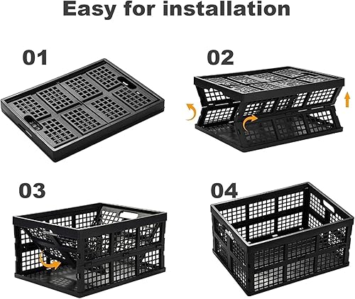 Miniatura 2 de KUYYFDS Cajón plegable de plástico plegable de 39 litros con asa apilable para leche, contenedor organizador para juguetes, alimentos, ropa,
